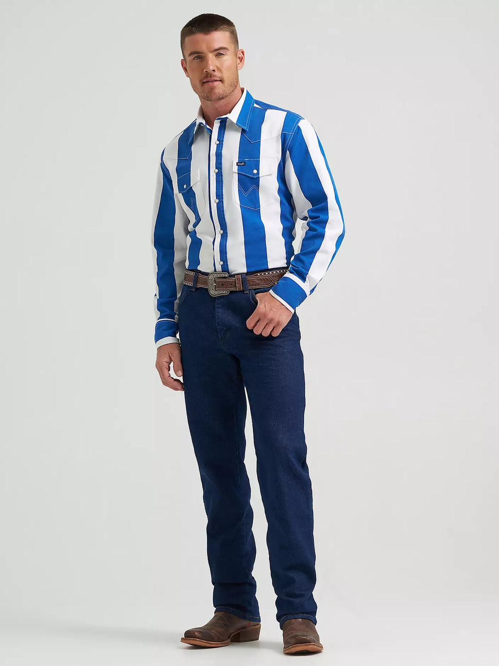 Wrangler® Cowboy Cut® Bootcut Stretch Regular Fit Jean in Navy