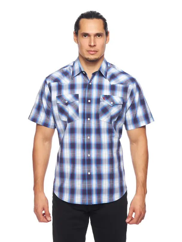 Rodeo Clothing Men's Plaid Short Sleeve Snap
