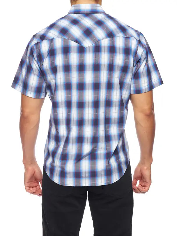 Rodeo Clothing Men's Plaid Short Sleeve Snap