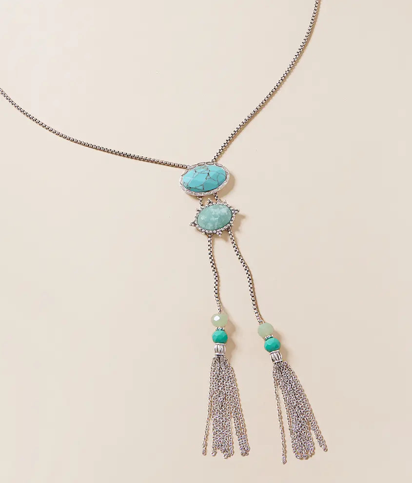 Lainey Wilson Turquoise Stone Fringe Bolo Necklace