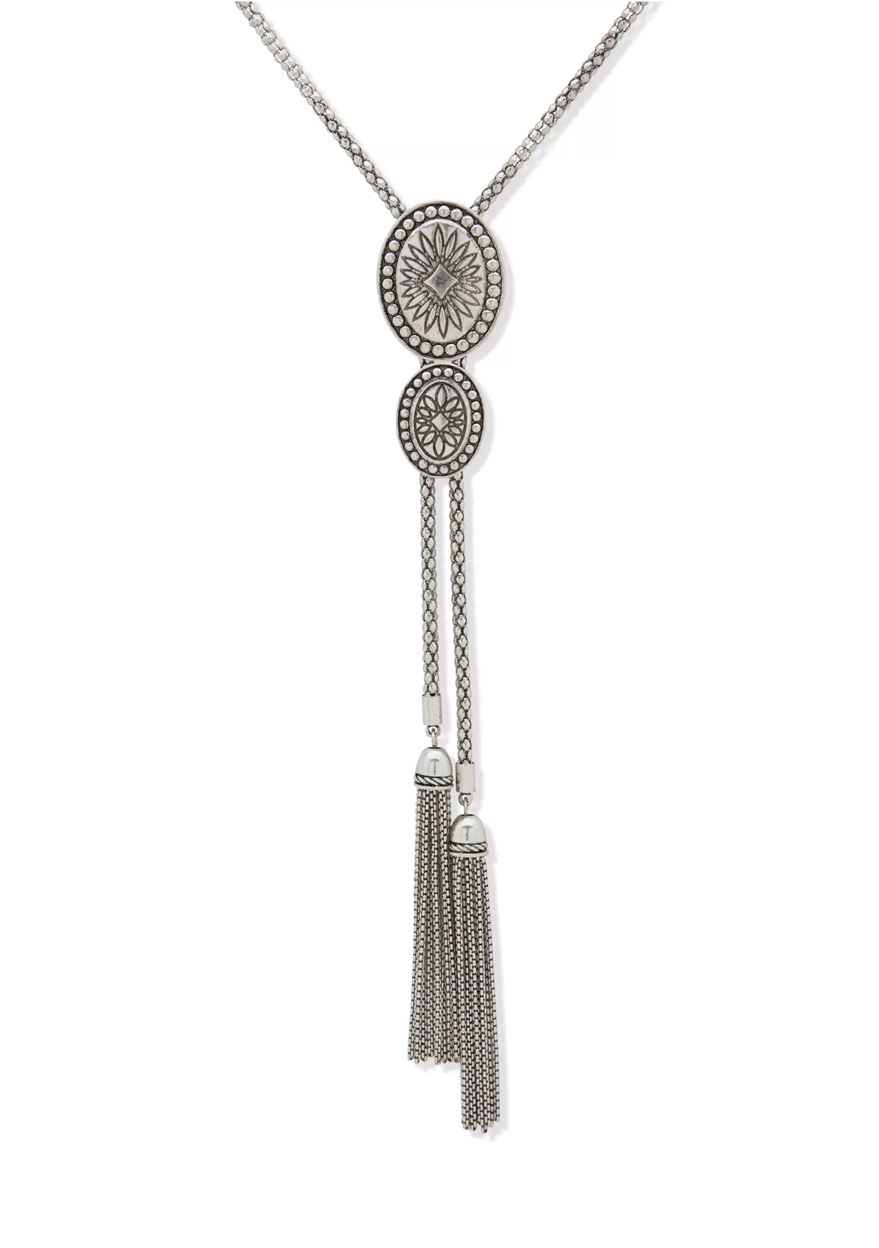 Lainey Wilson Silver Tone Long Tassel Bolo Necklace