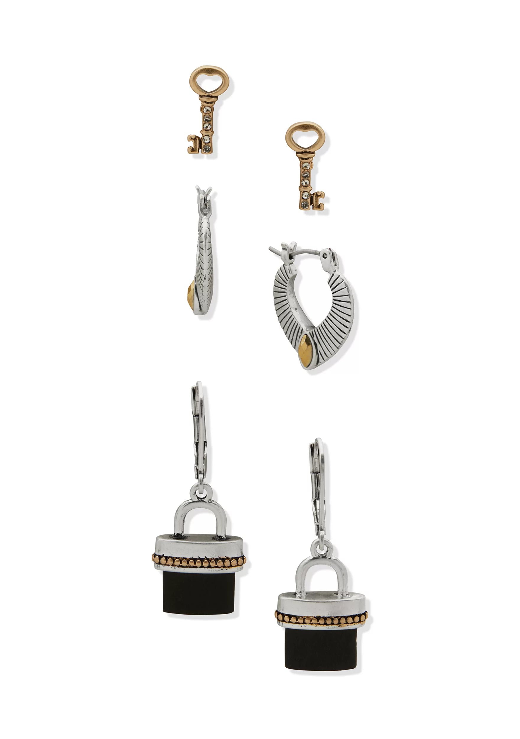 Lainey Wilson Black Key Lock Trio Earring Set