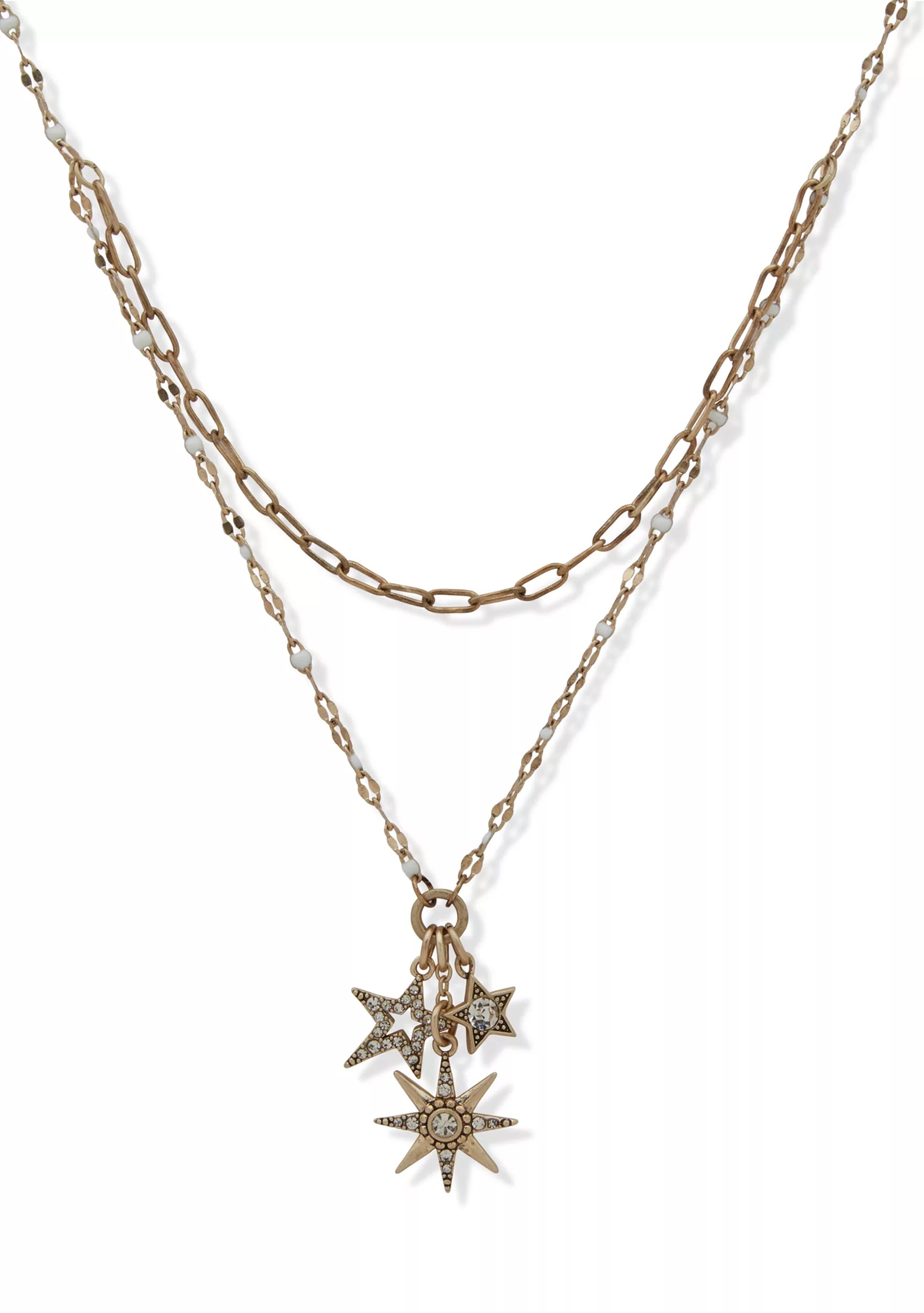 Lainey Wilson Gold Tone White Star Charm Multirow Necklace