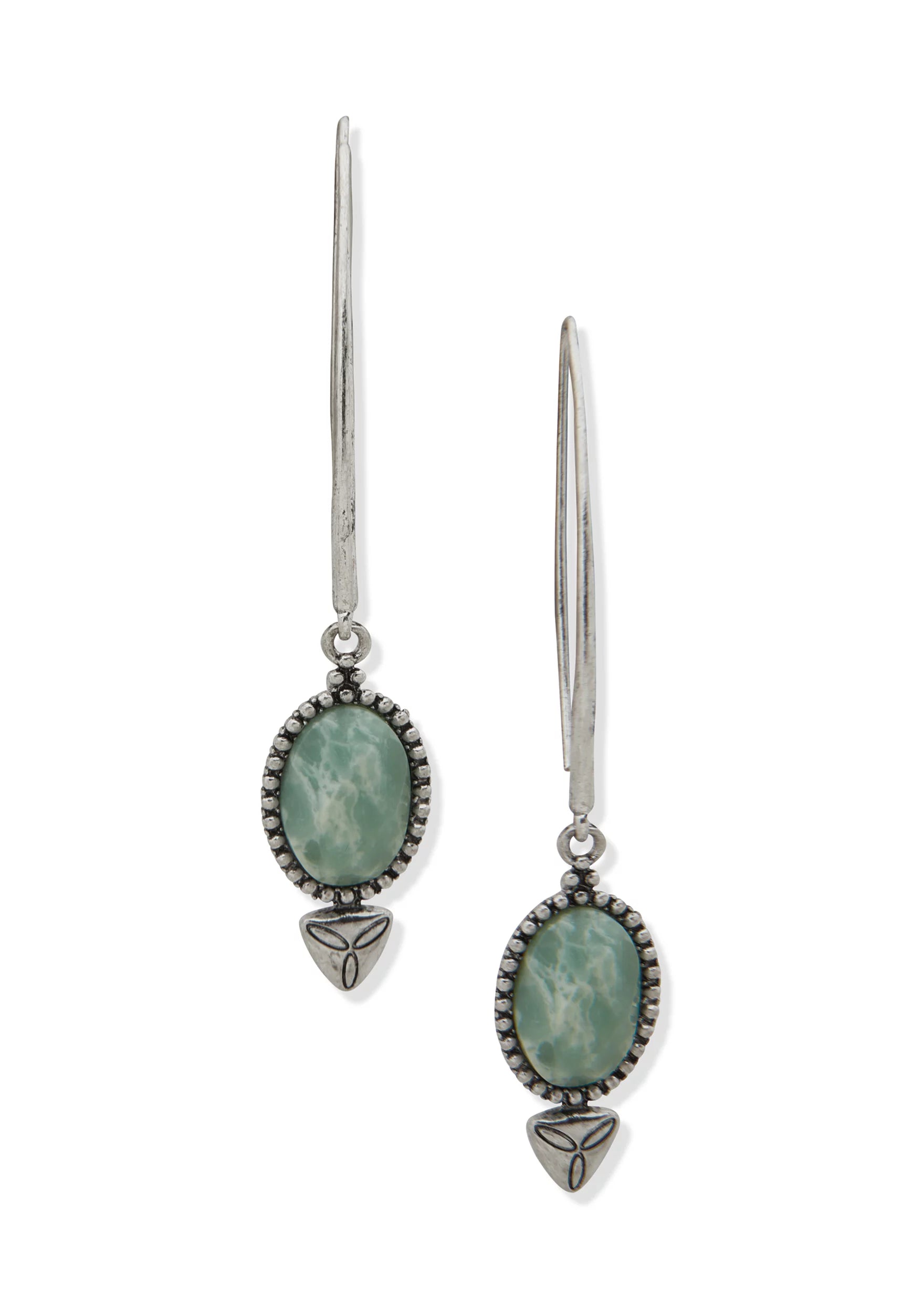Lainey Wilson Silver Tone Seafoam Drop Threader Earrings