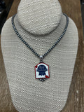 Padst Blue Ribbon Western Pearl Bead Necklace