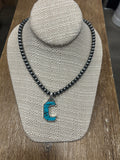 Western Pearl Bead Initial Necklace