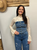 Lucky & Blessed Denim Button Down Corset Top
