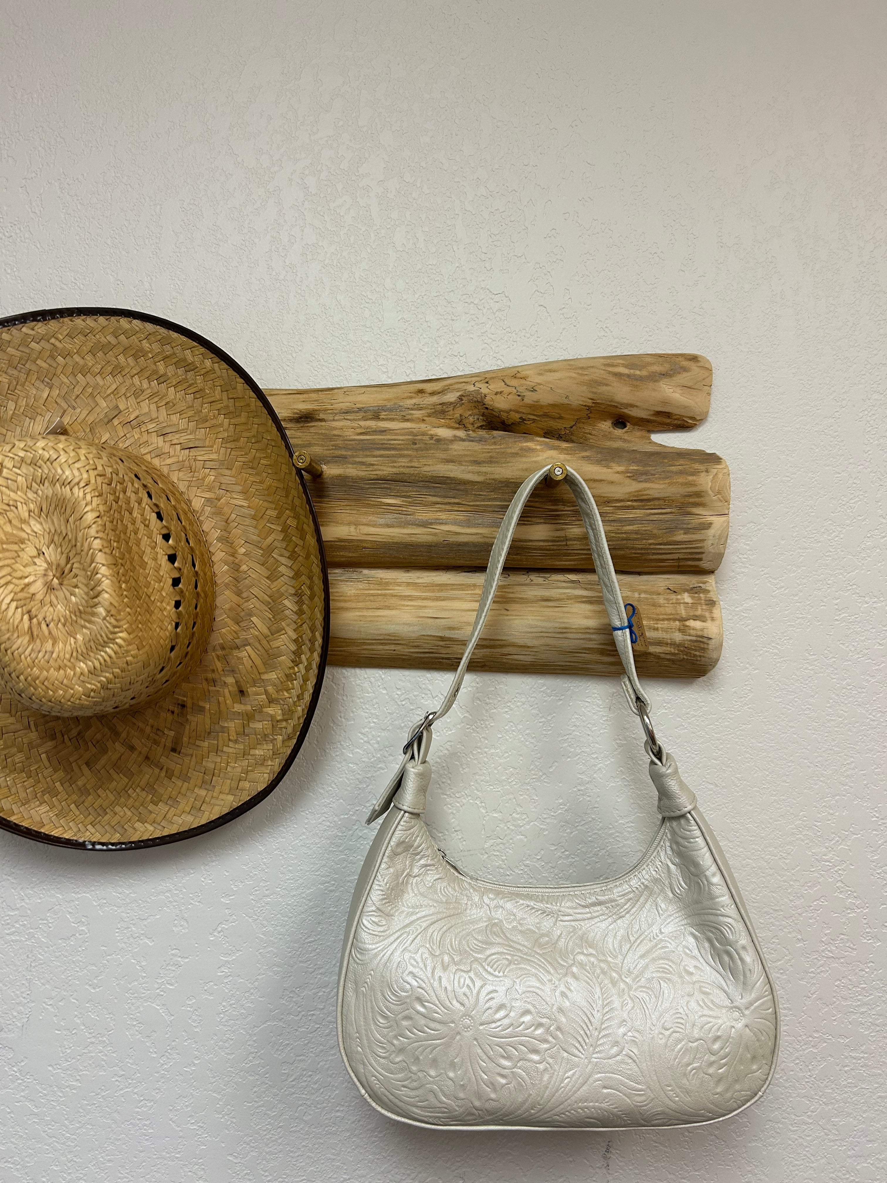 White Mexican Leather Shoulder Bag