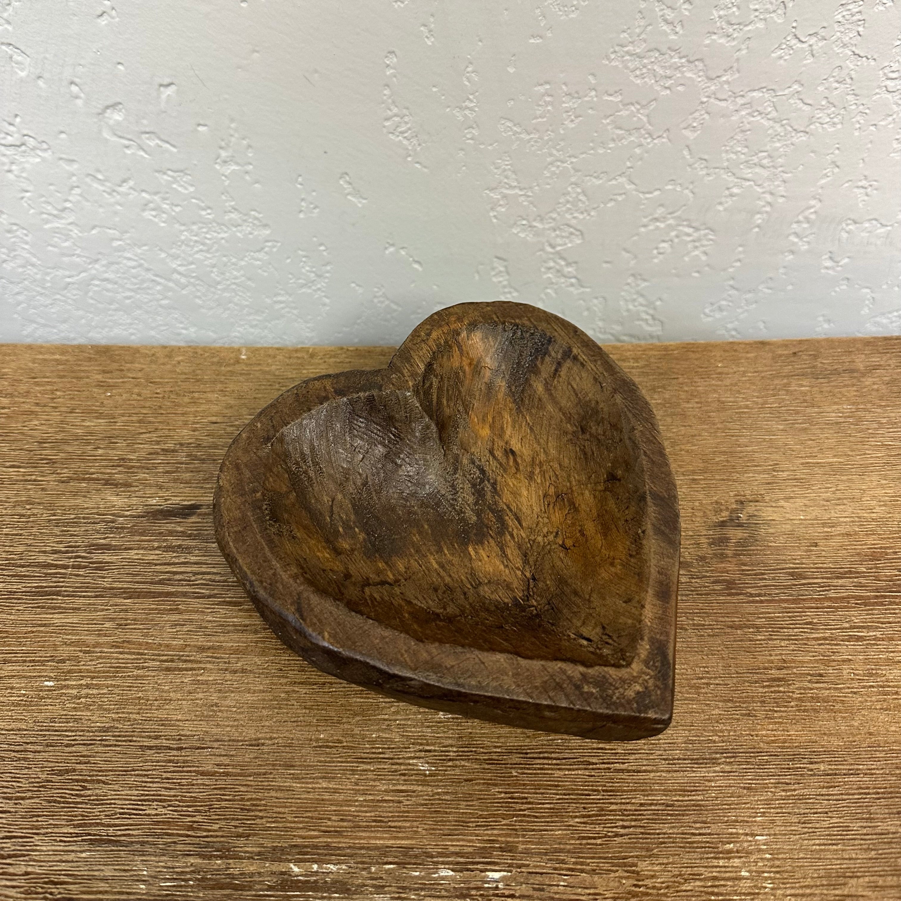 Small Heart-Shaped Wooden Dough Bowl