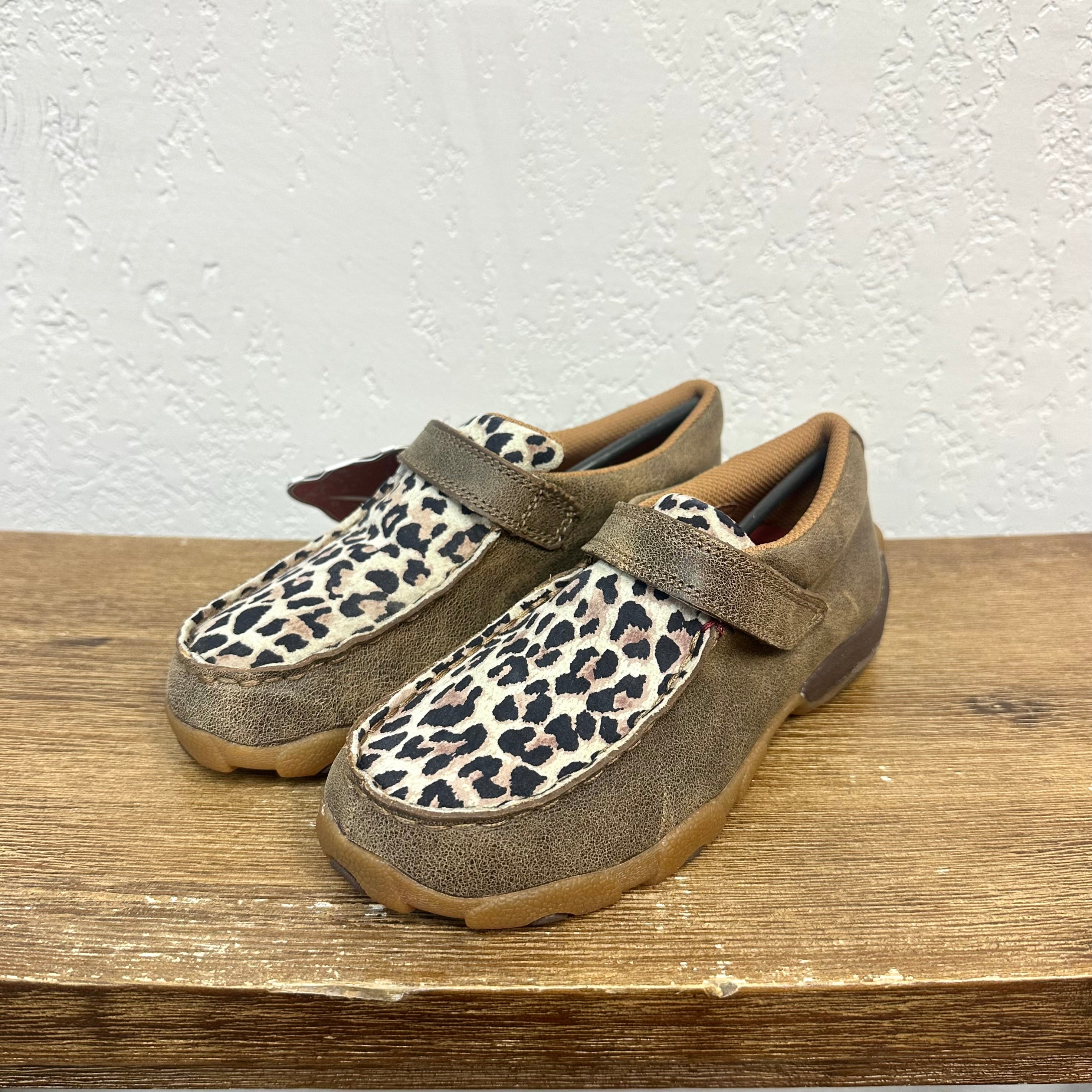 Kid's Twisted X Velcro Leopard Driving Moccasins