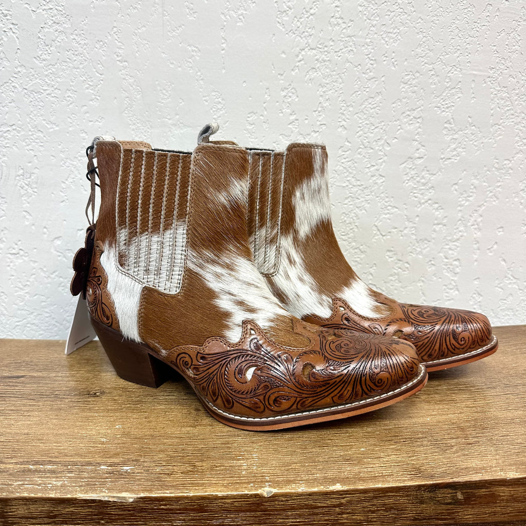 Myra Twin Forks Cowhide Booties