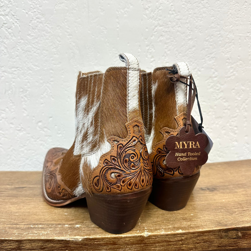 Myra Twin Forks Cowhide Booties