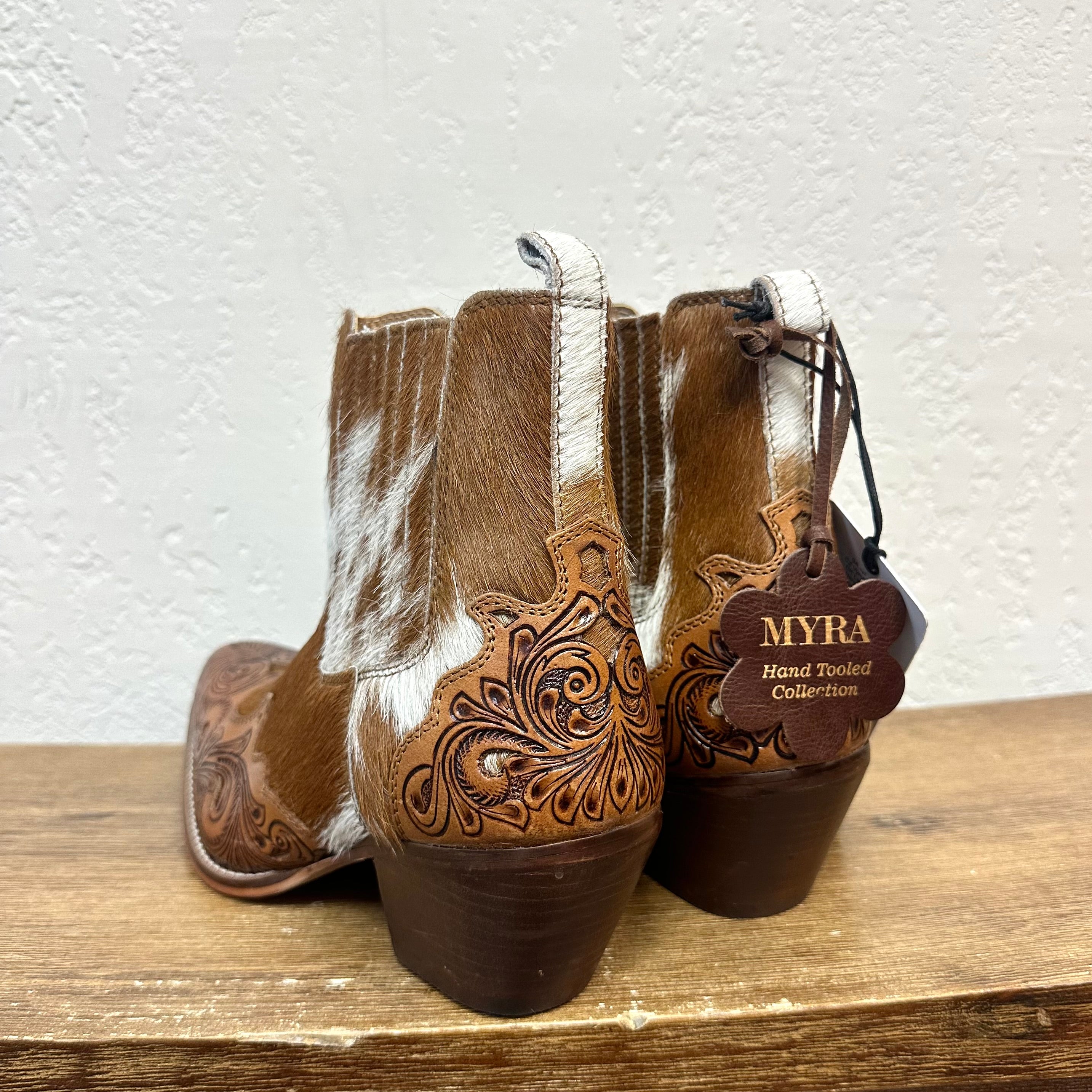 Myra Twin Forks Cowhide Booties