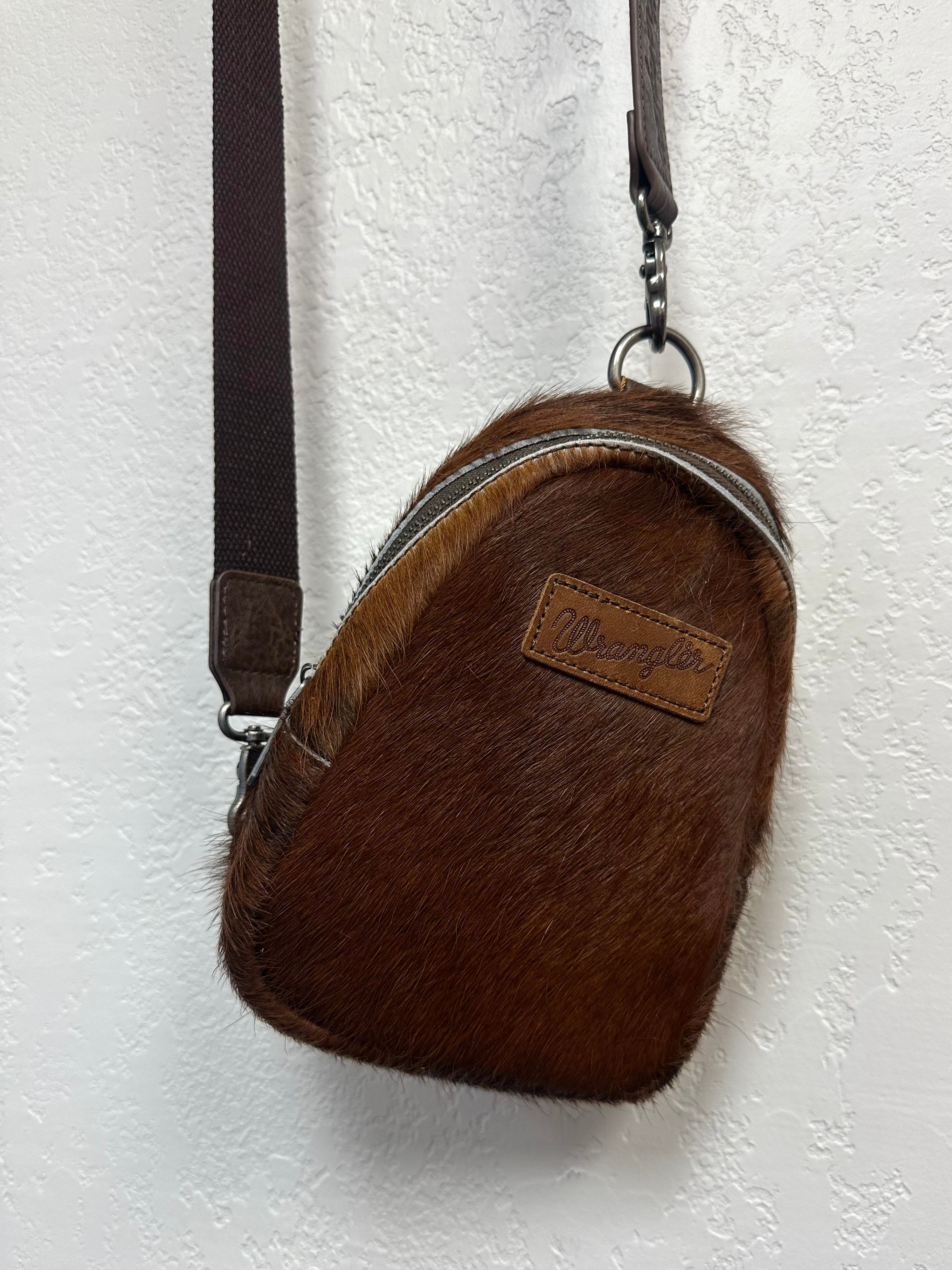 Wrangler Brown Cowhide Sling Bag