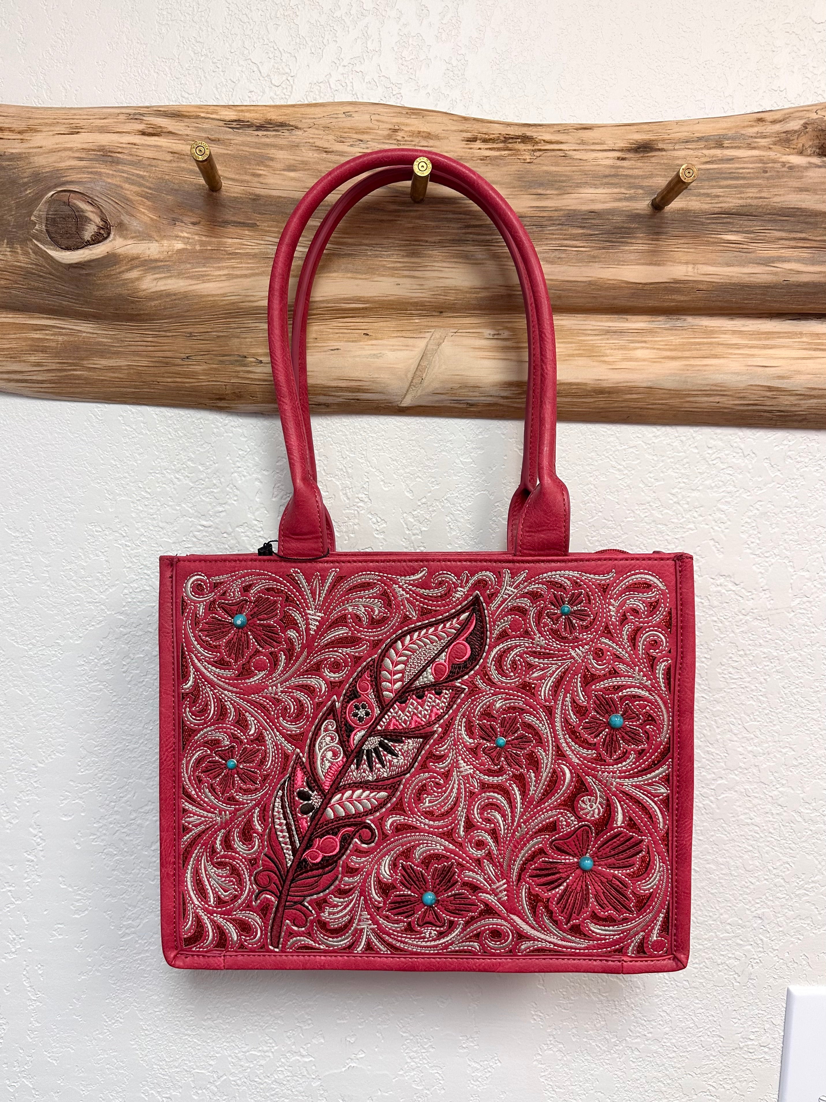 Montana West Pink Embroidered Tote Bag