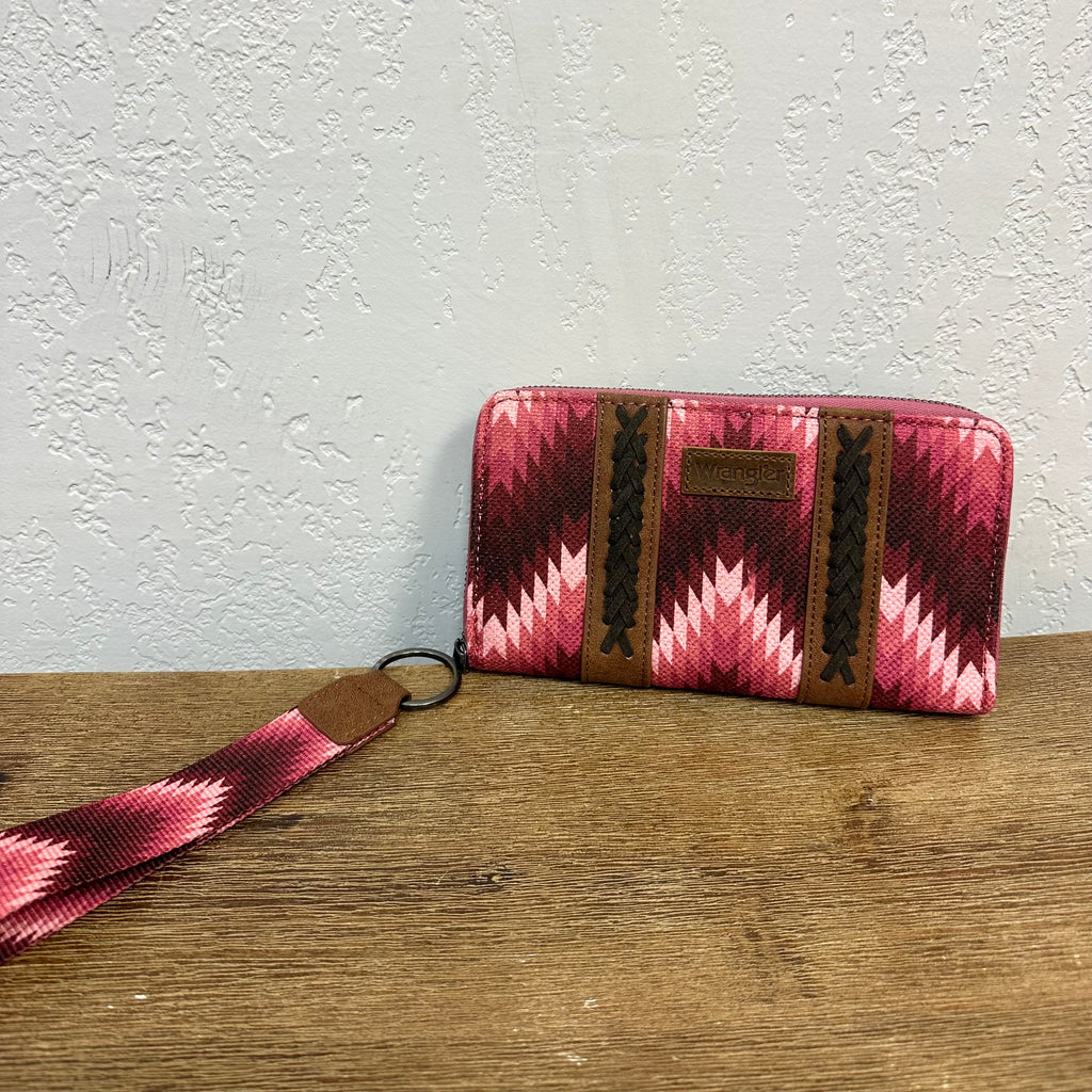 Wrangler Pink Aztec Wristlet Wallet
