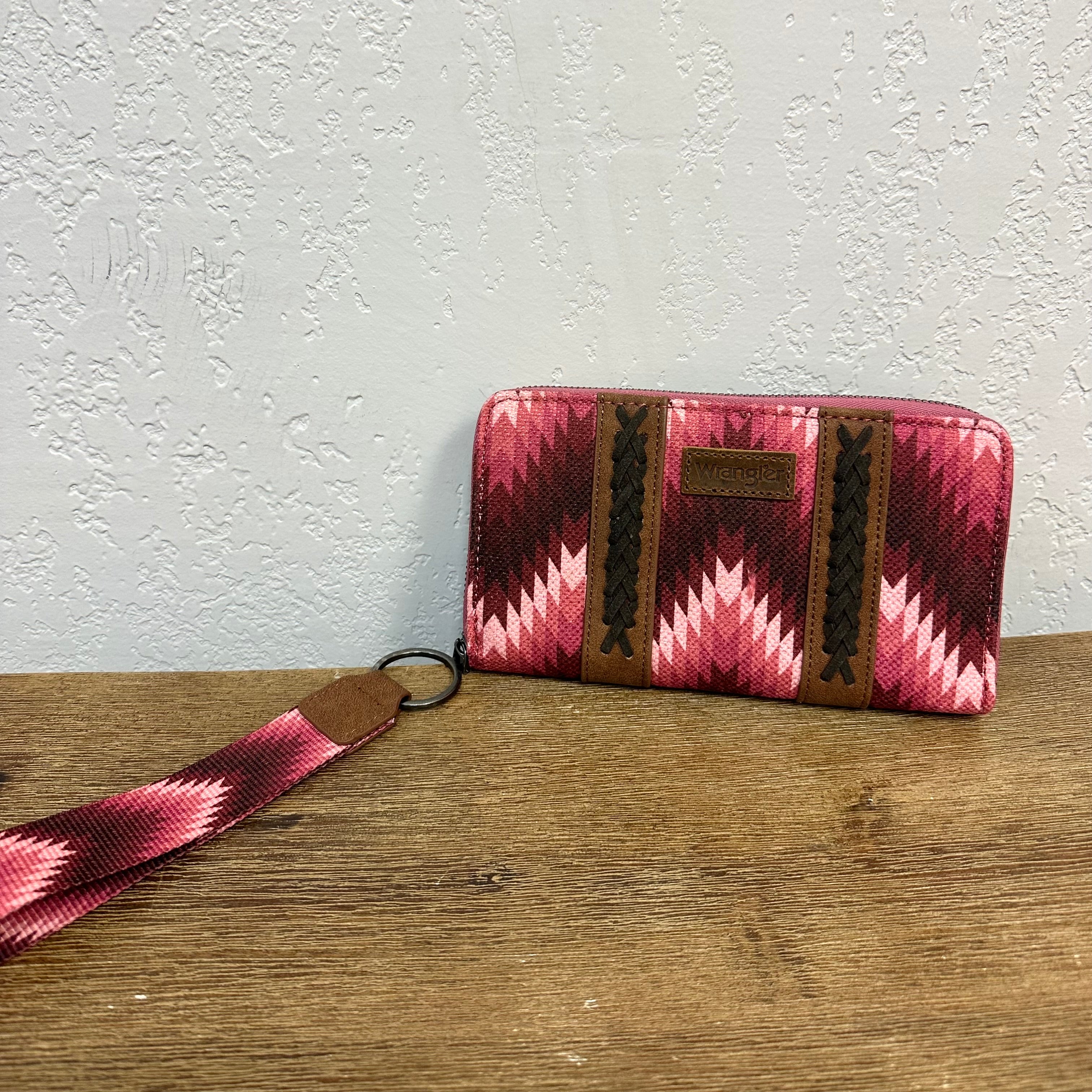Wrangler Pink Aztec Wristlet Wallet