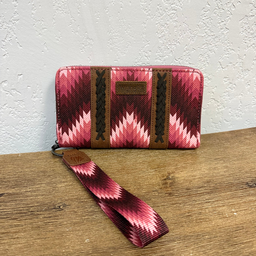Wrangler Pink Aztec Wristlet Wallet