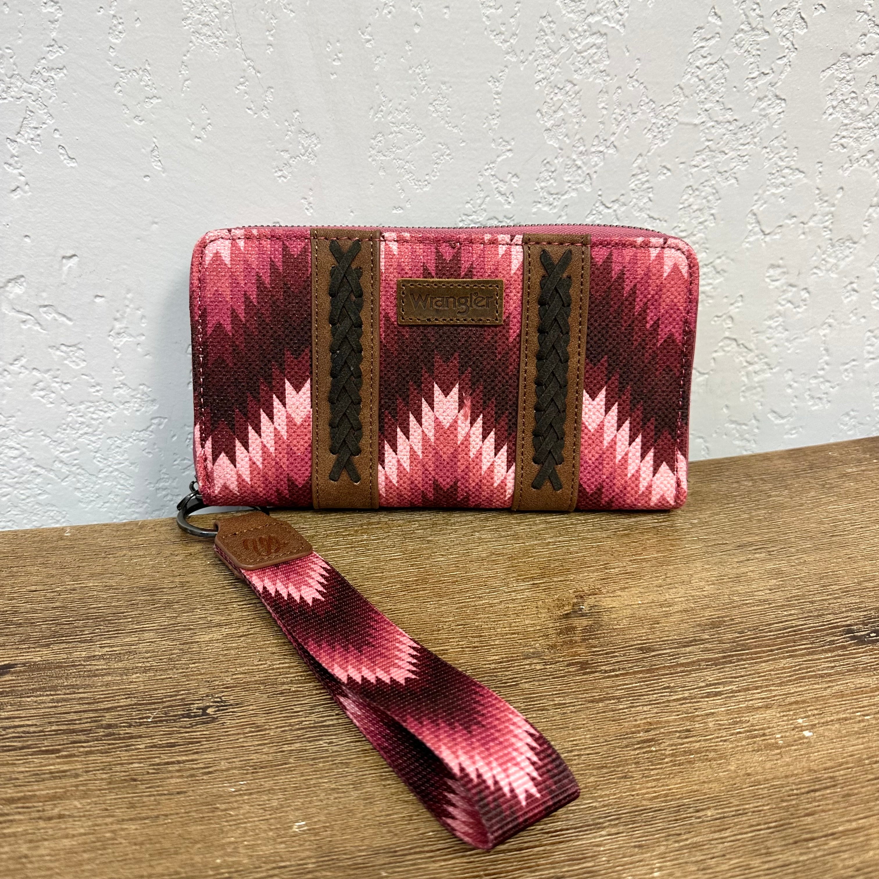 Wrangler Pink Aztec Wristlet Wallet