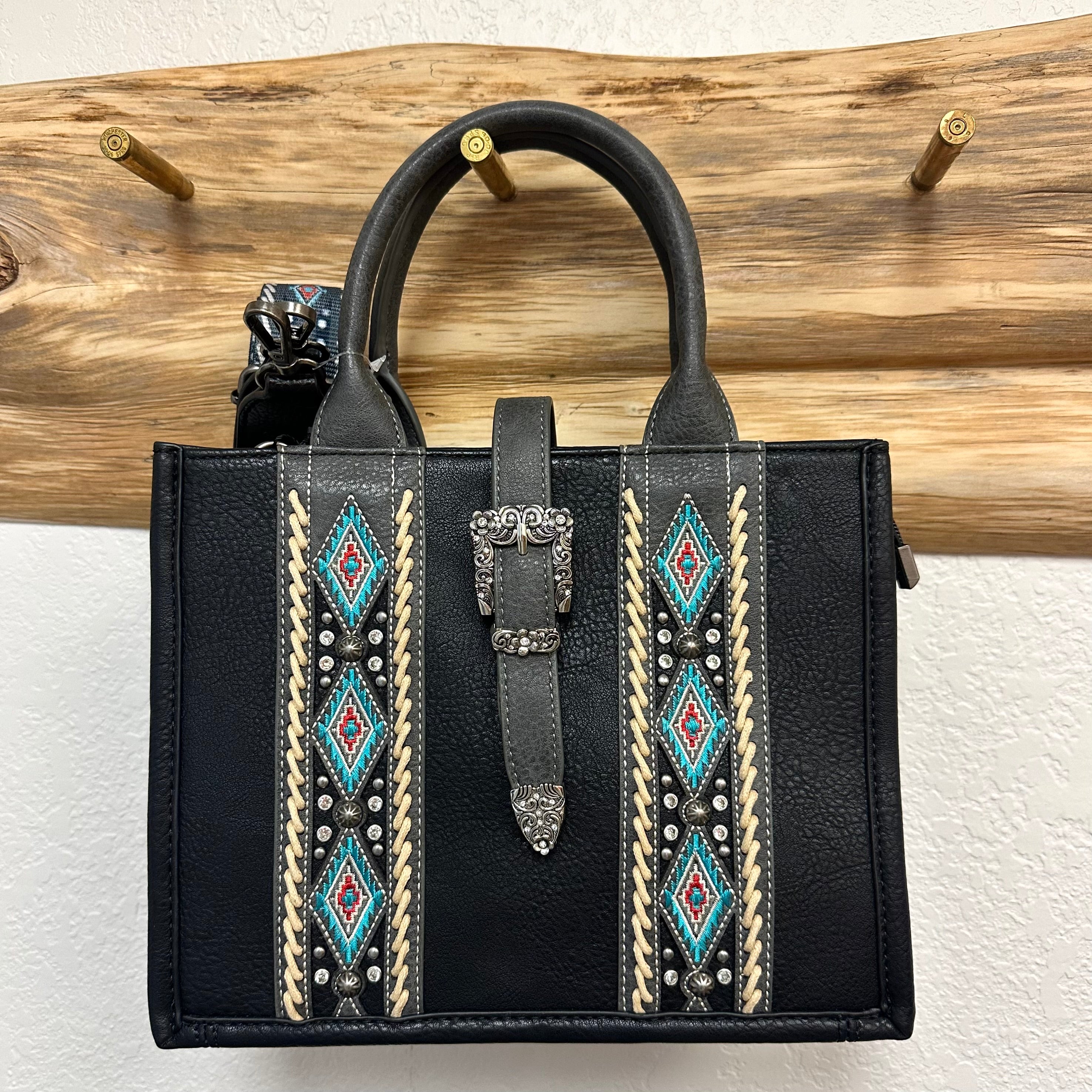 Montana West Black Buckle Tote Bag
