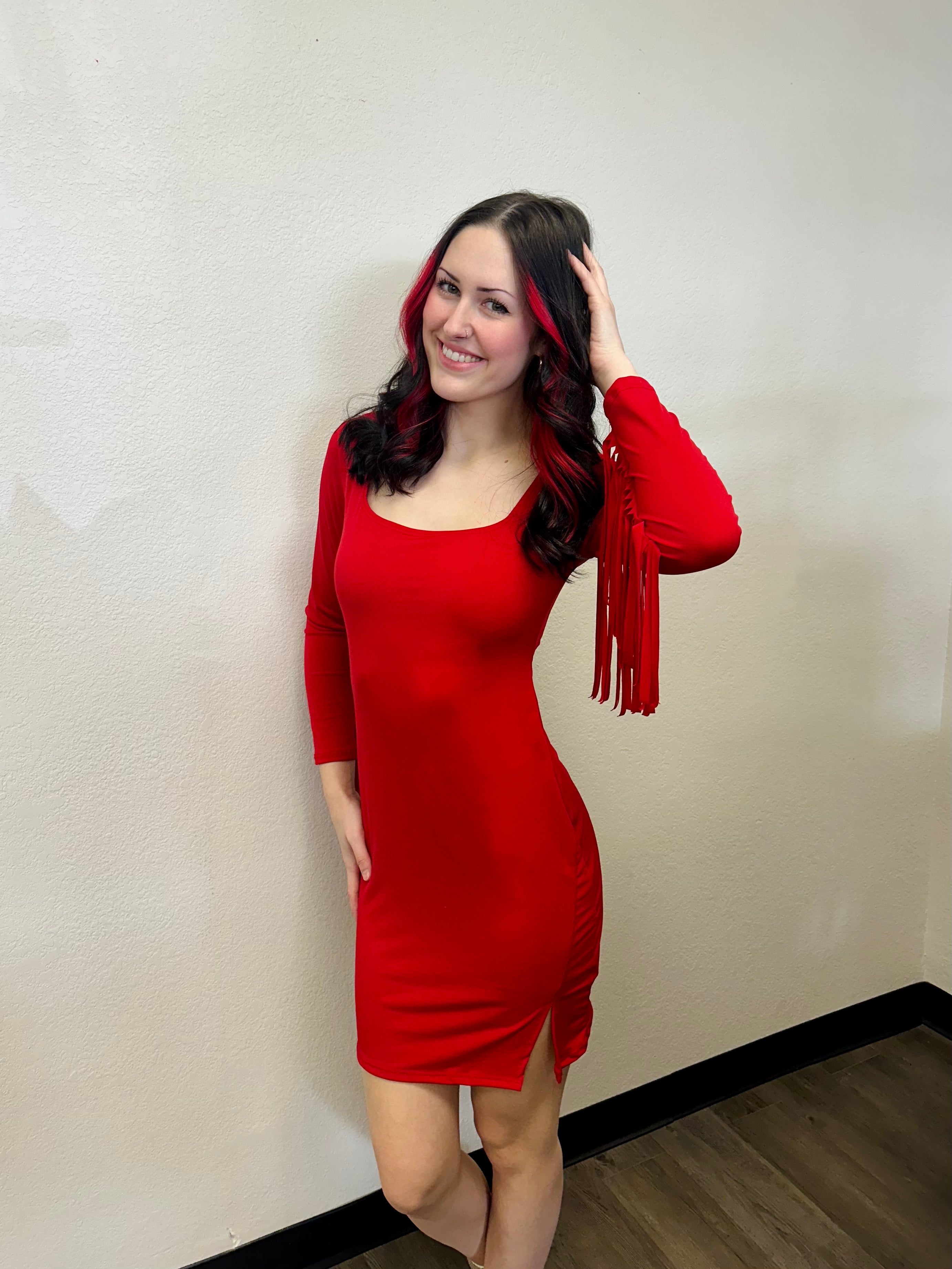 Lucky & Blessed Red Fringe Dress