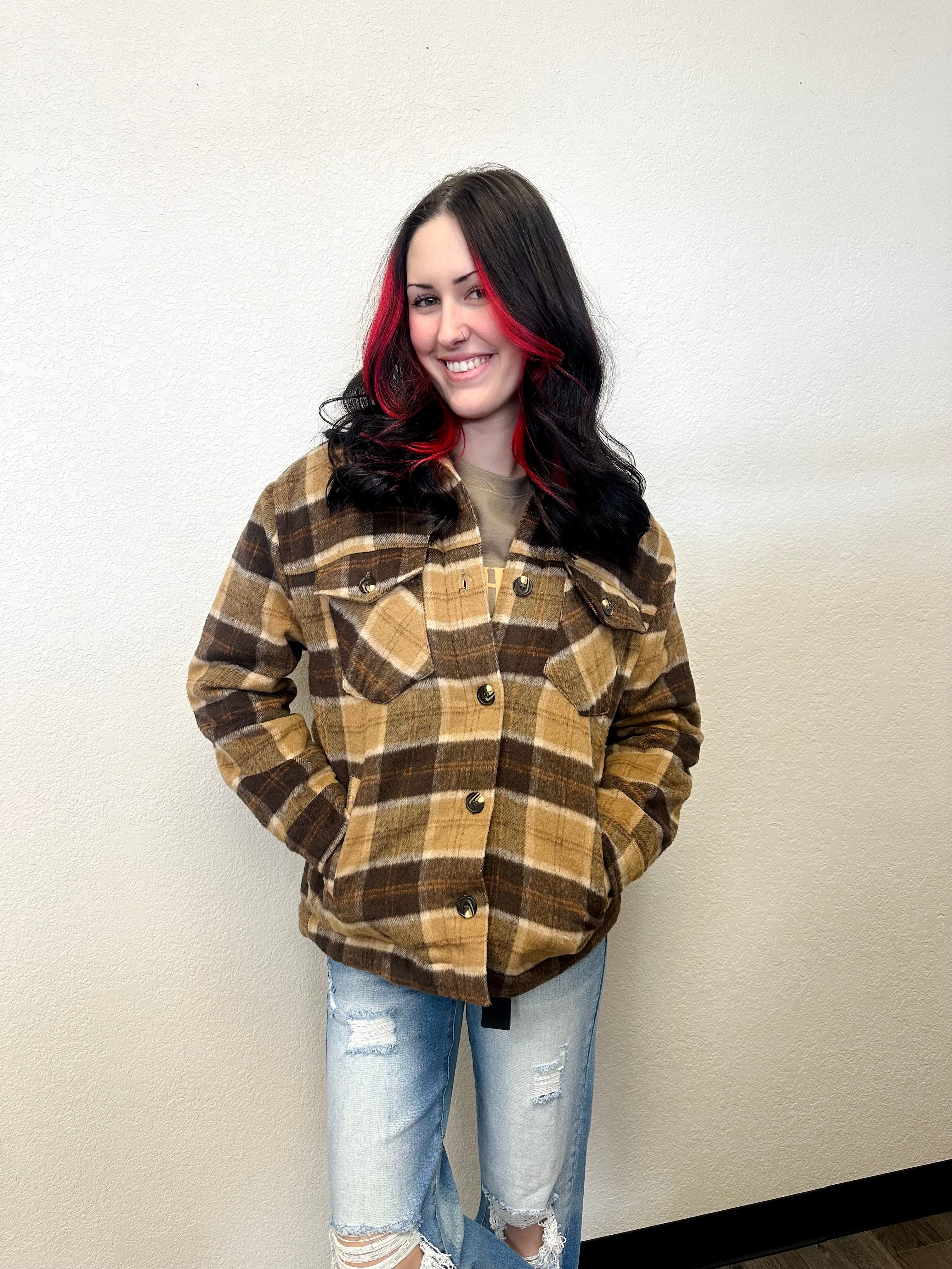Active USA Brown Flannel Shacket