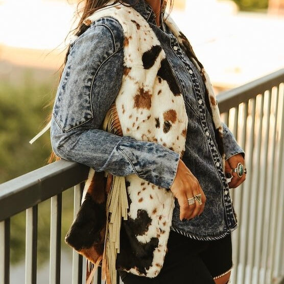 Lucky & Blessed Cowhide Fringe Vest