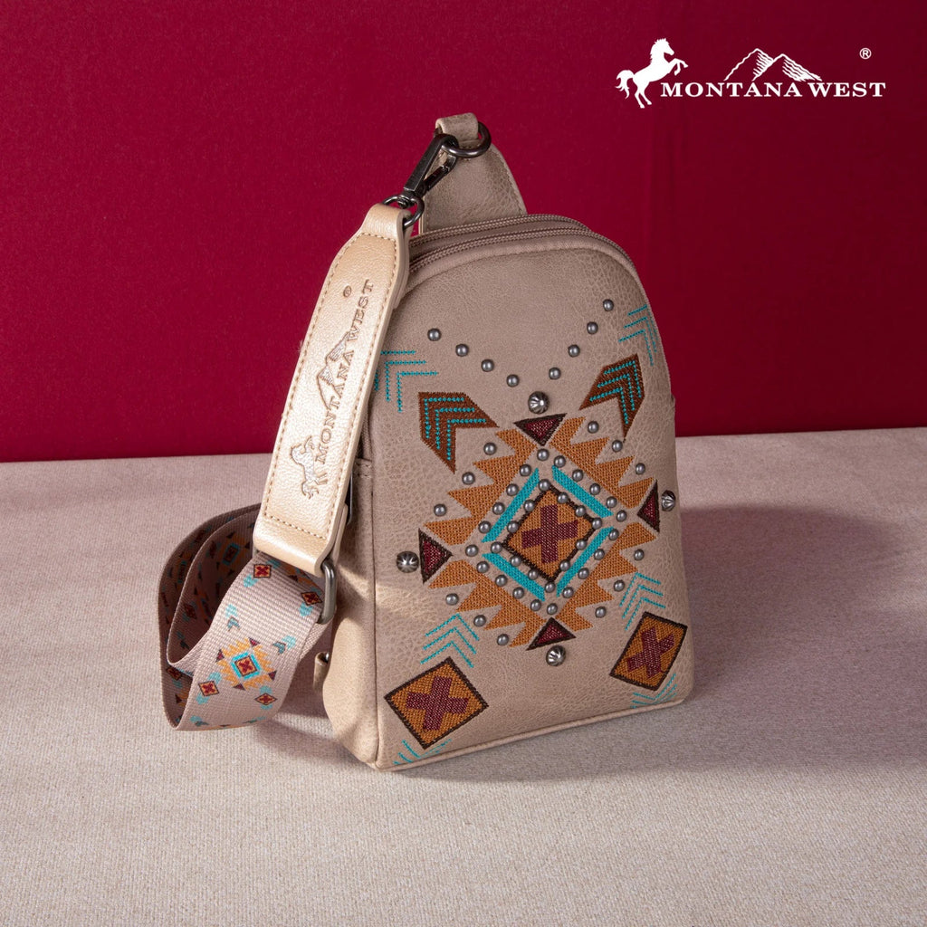 Montana West Bege Aztec Sling Bag