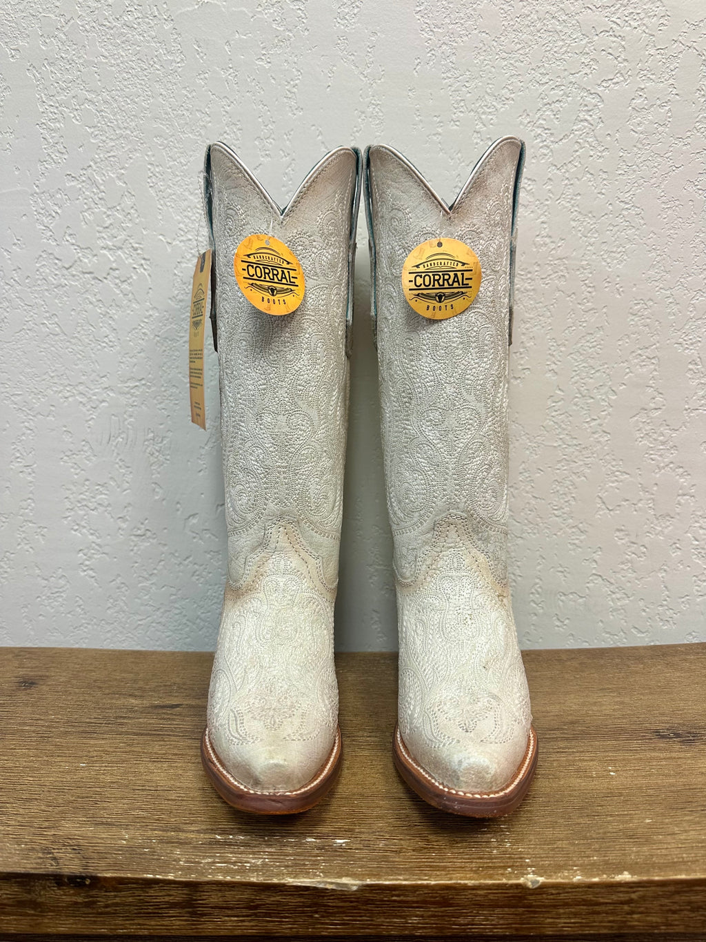 Corral Crackled White Luminescent Boots