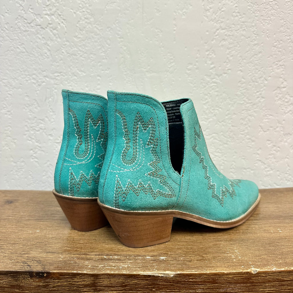 Turquoise Suede Booties