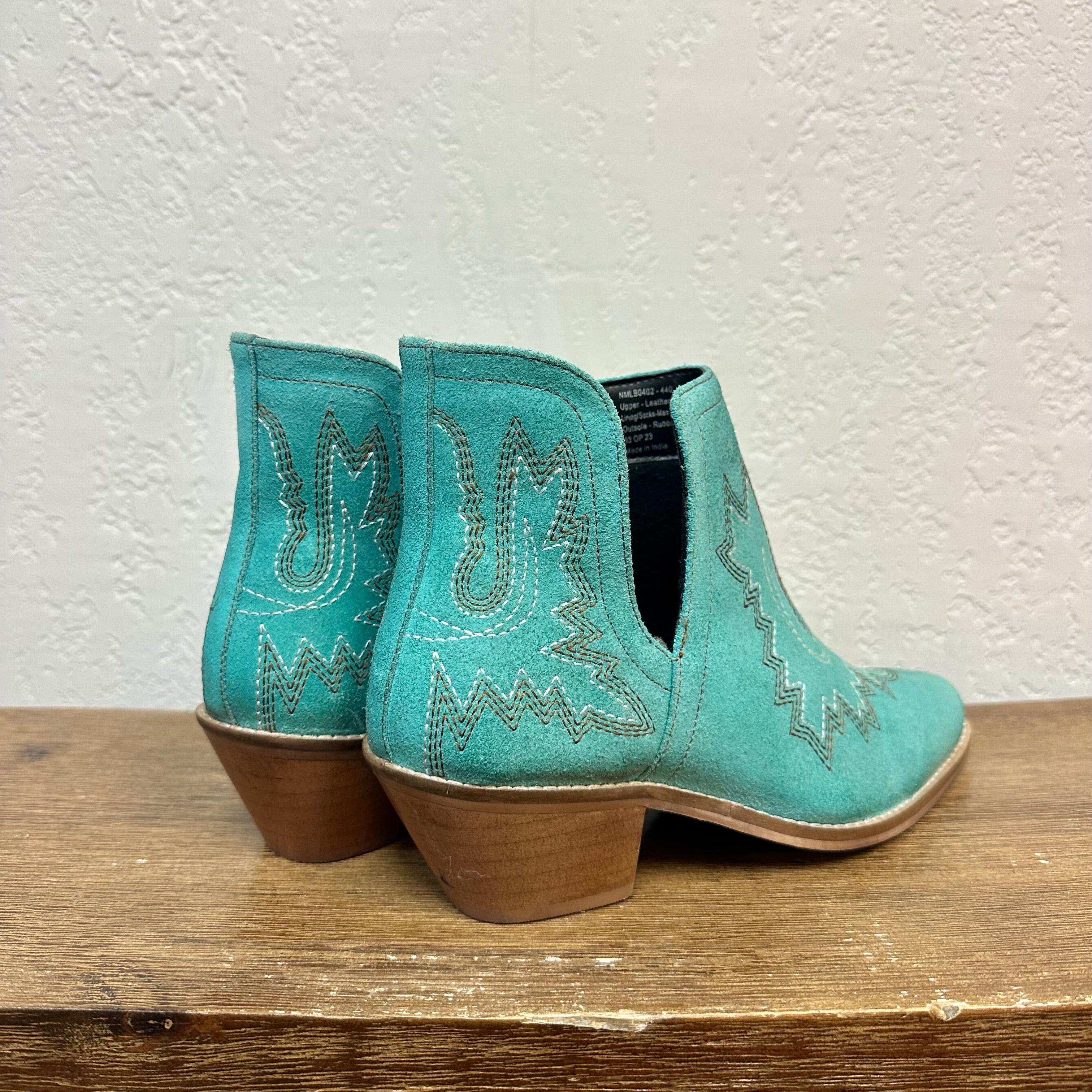 Turquoise Suede Booties