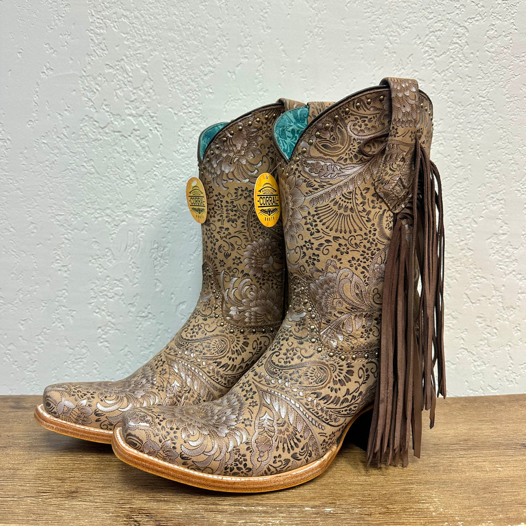 Corral Sand Stamped Floral Boots