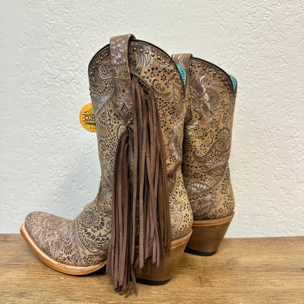 Corral Sand Stamped Floral Boots