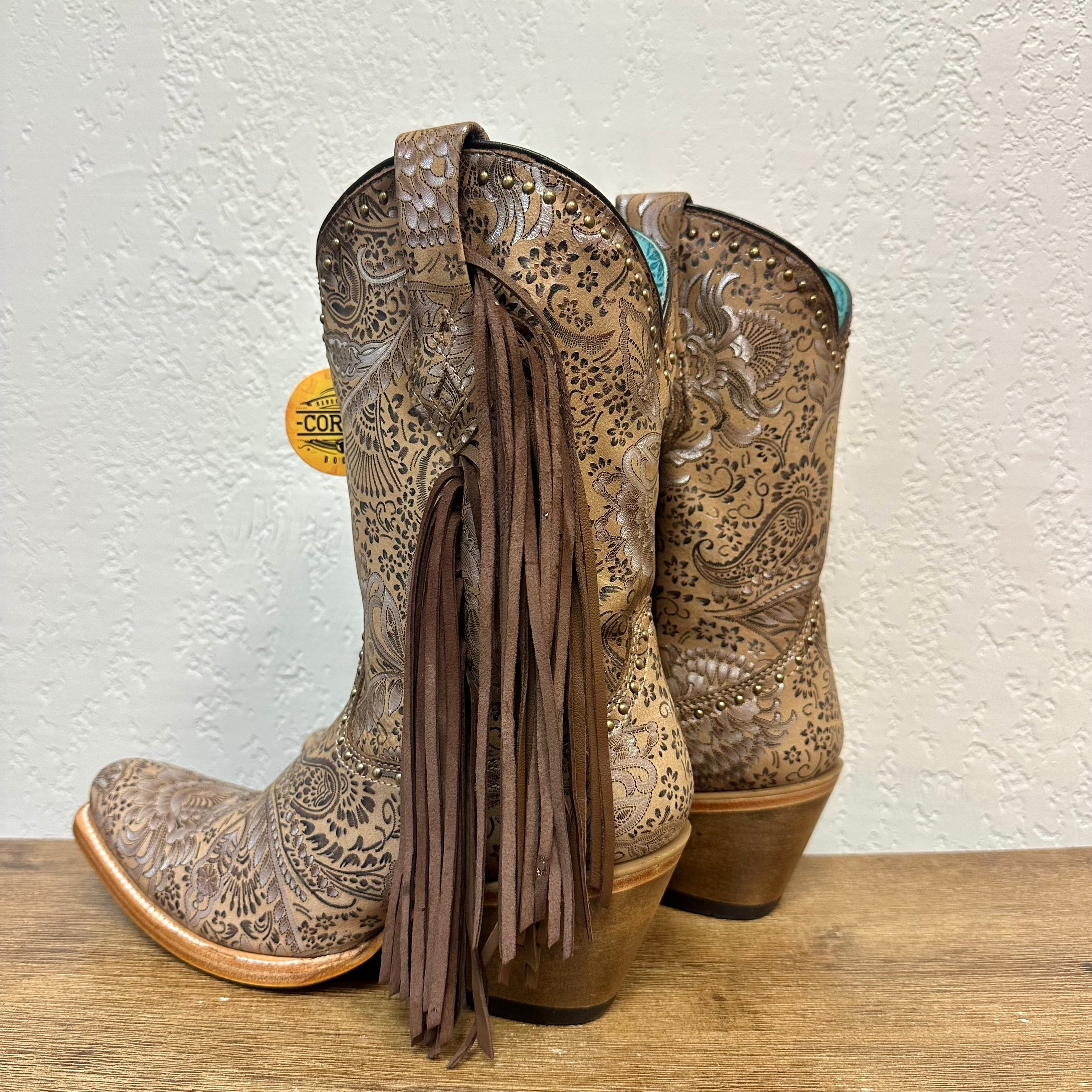 Corral Sand Stamped Floral Boots