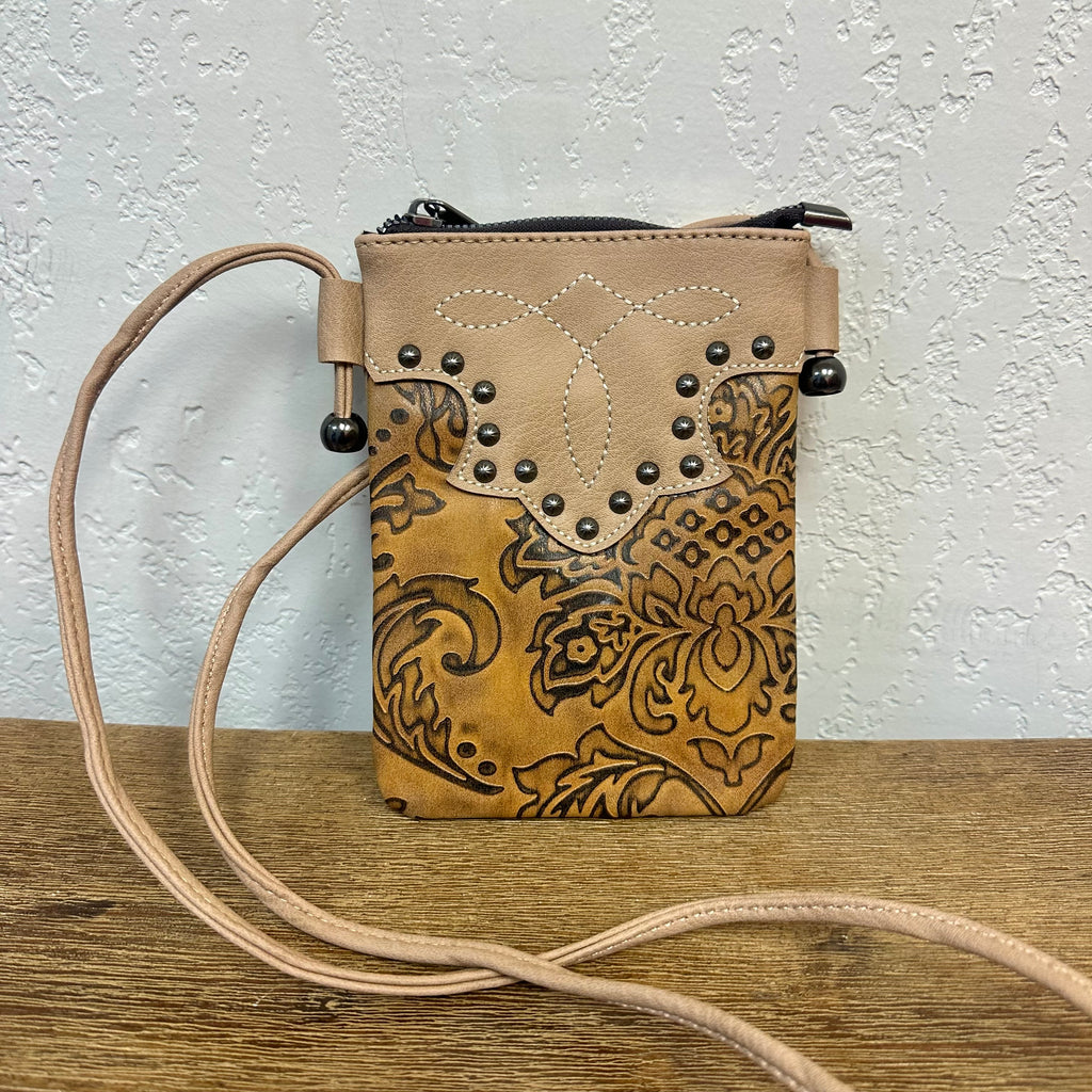 Montana West Tan Floral Crossbody