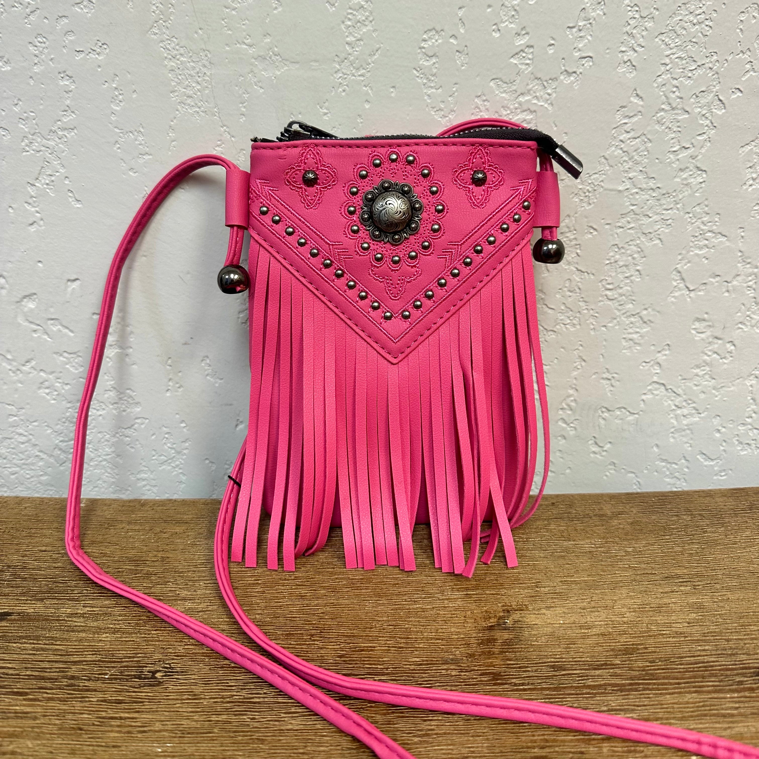 Montana West Pink Fringe Crossbody
