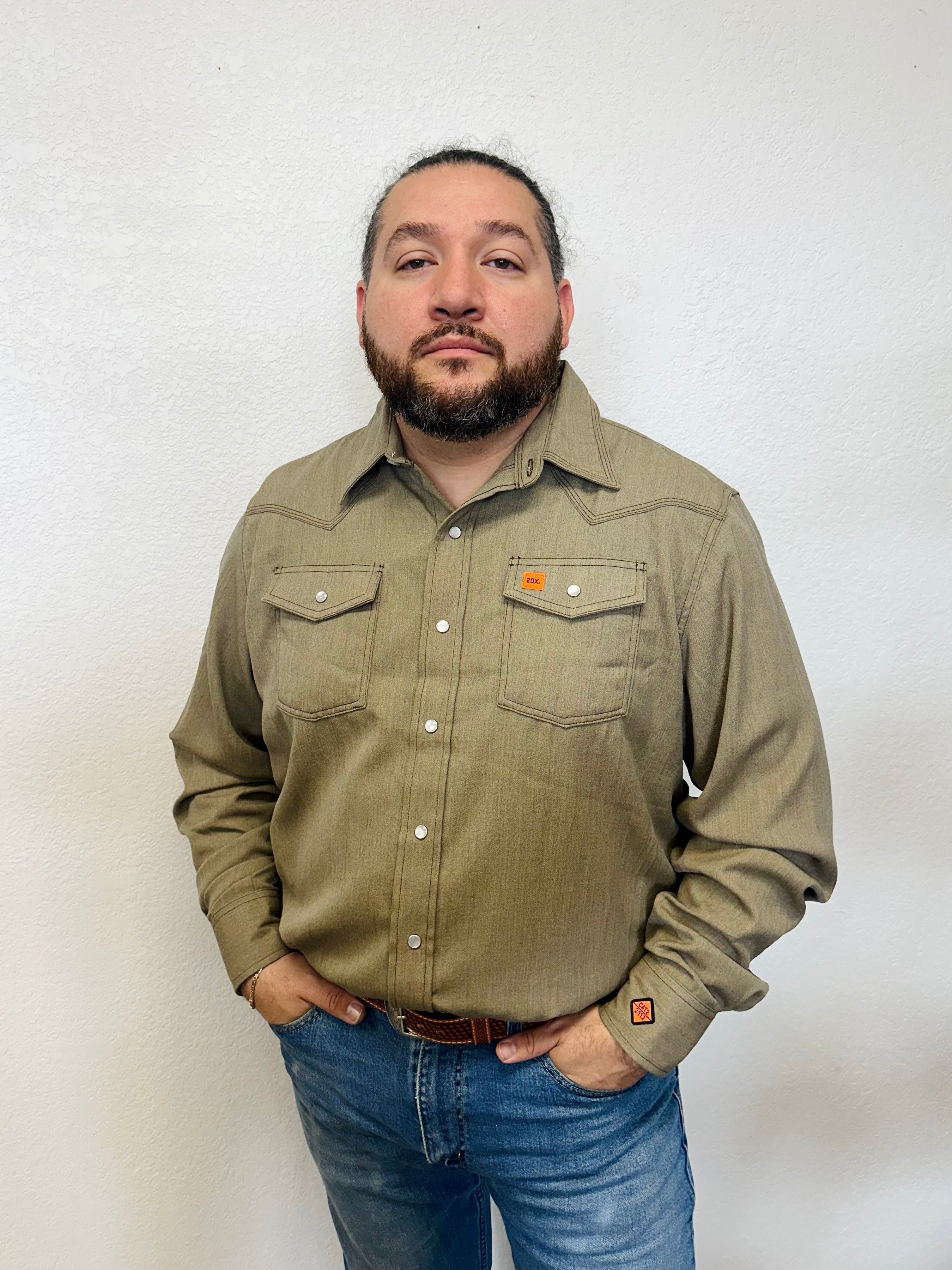 Wrangler Khaki Flame-Resistant Work Shirt