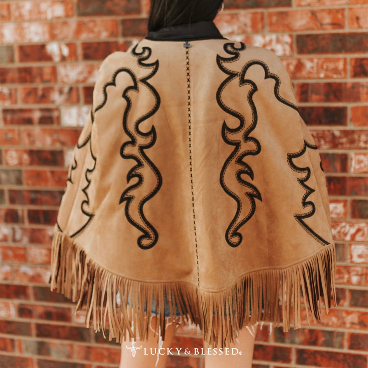 Lucky & Blessed Brown Western Poncho