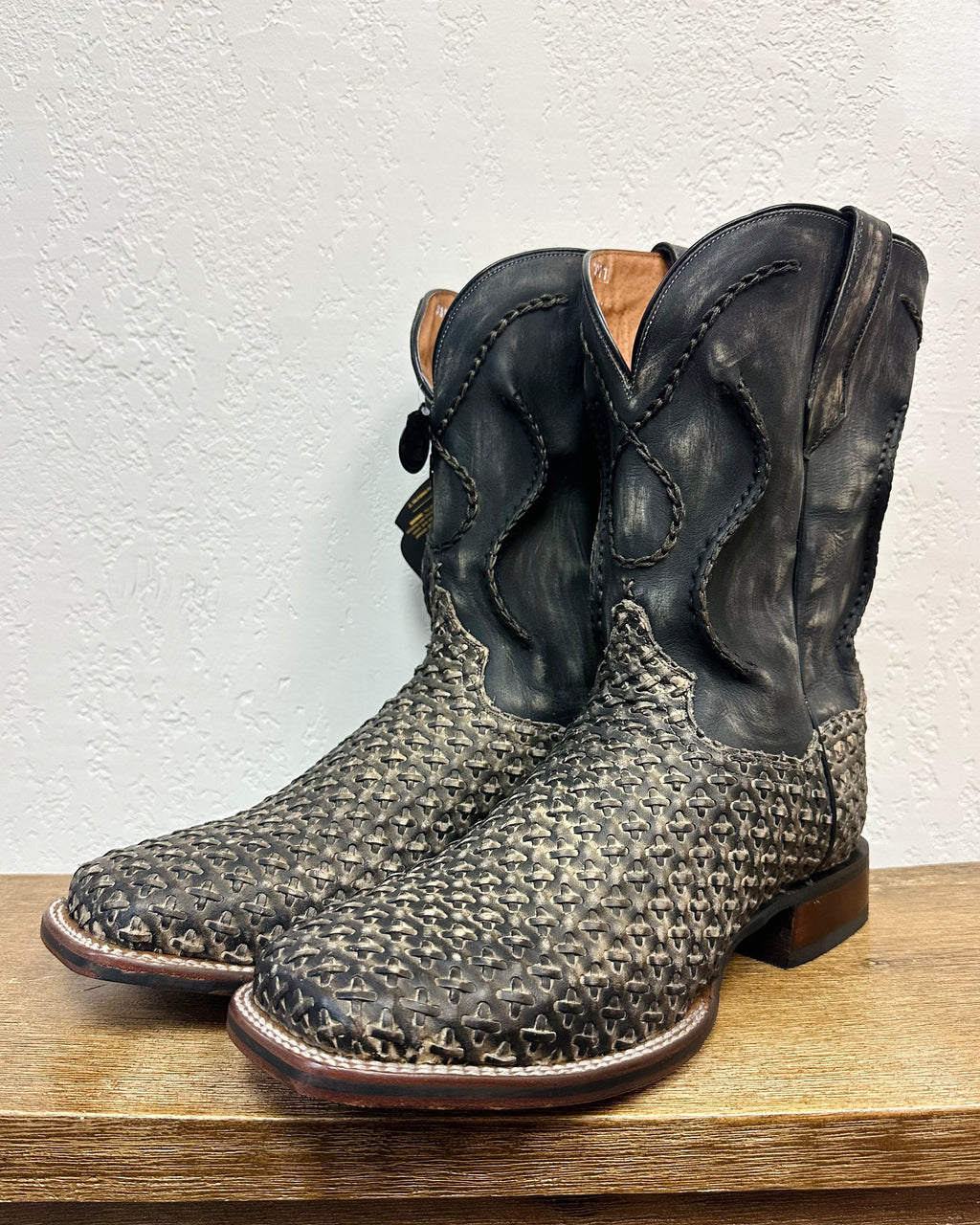 Dan Post Black Braided Basket Weave Boots