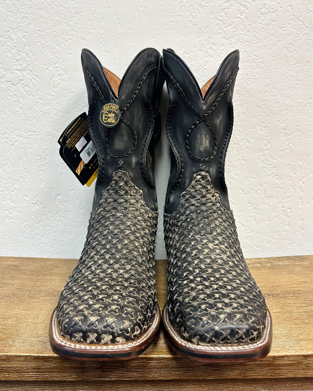 Dan Post Black Braided Basket Weave Boots