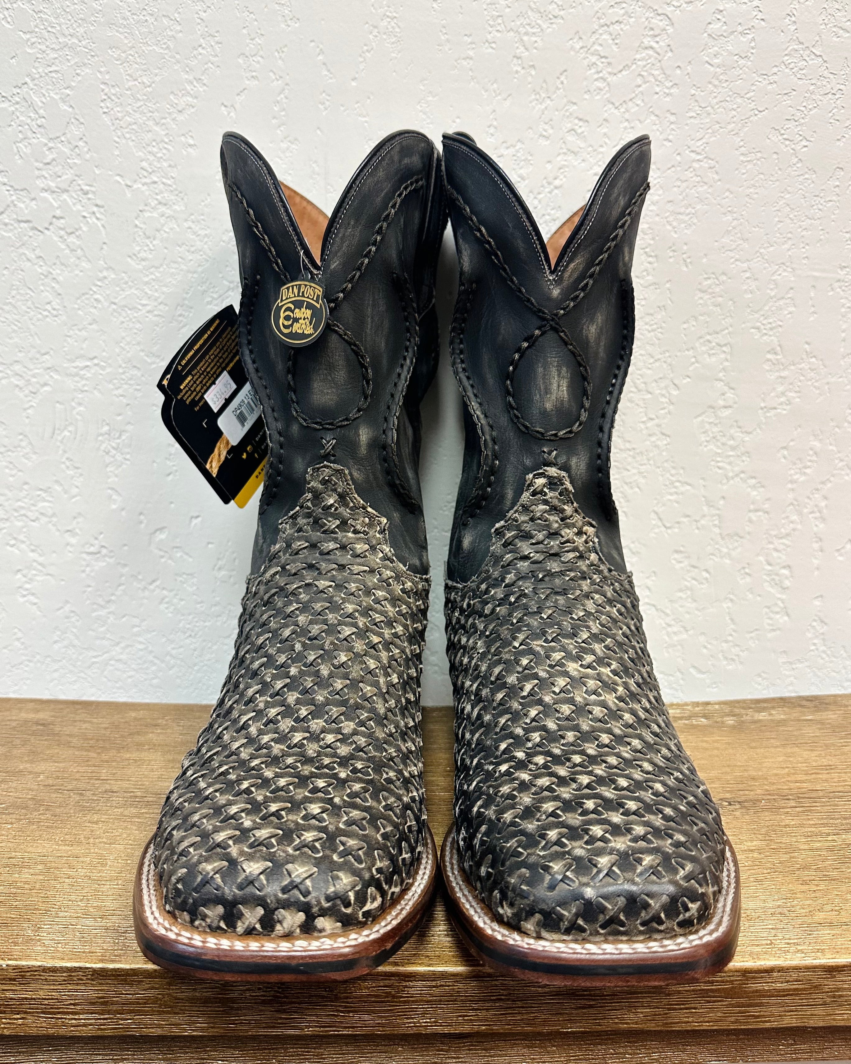 Dan Post Black Braided Basket Weave Boots