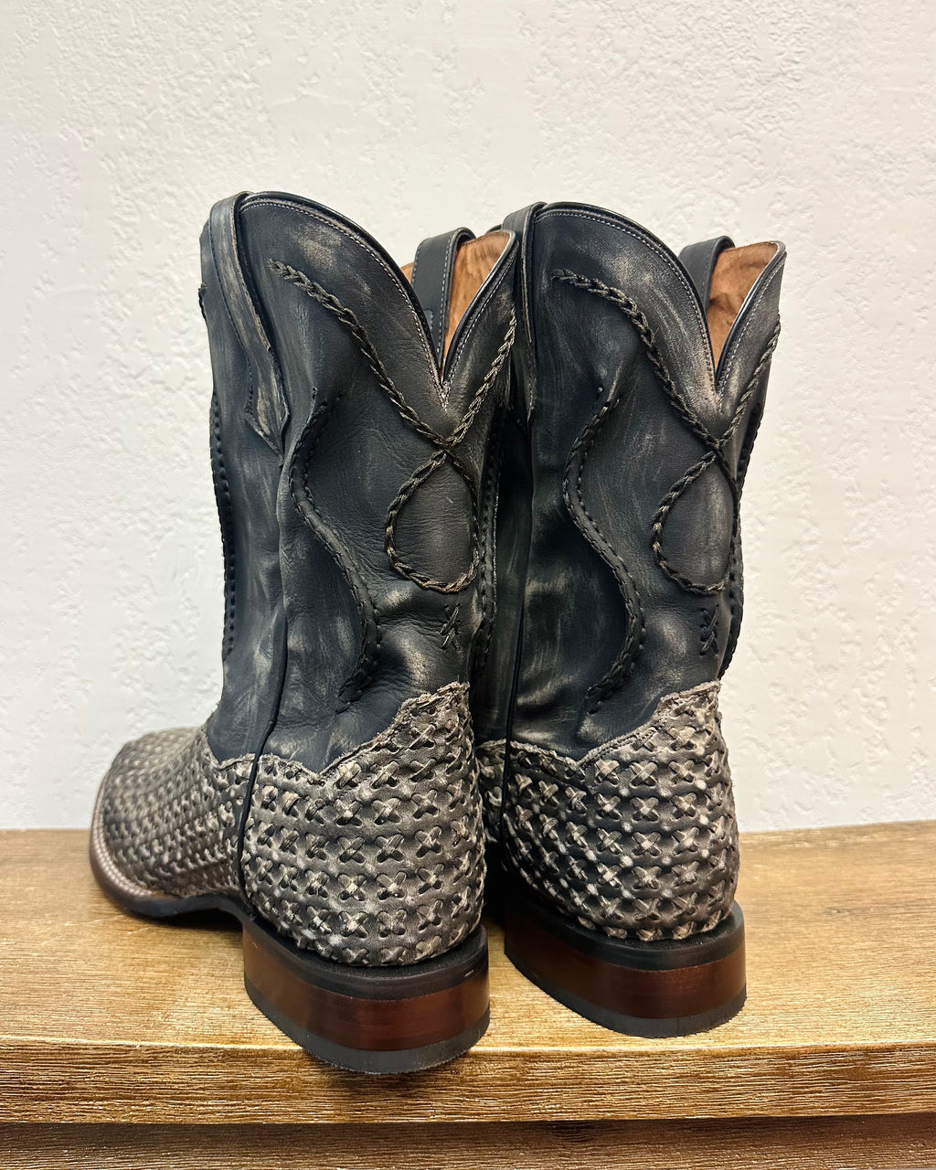 Dan Post Black Braided Basket Weave Boots