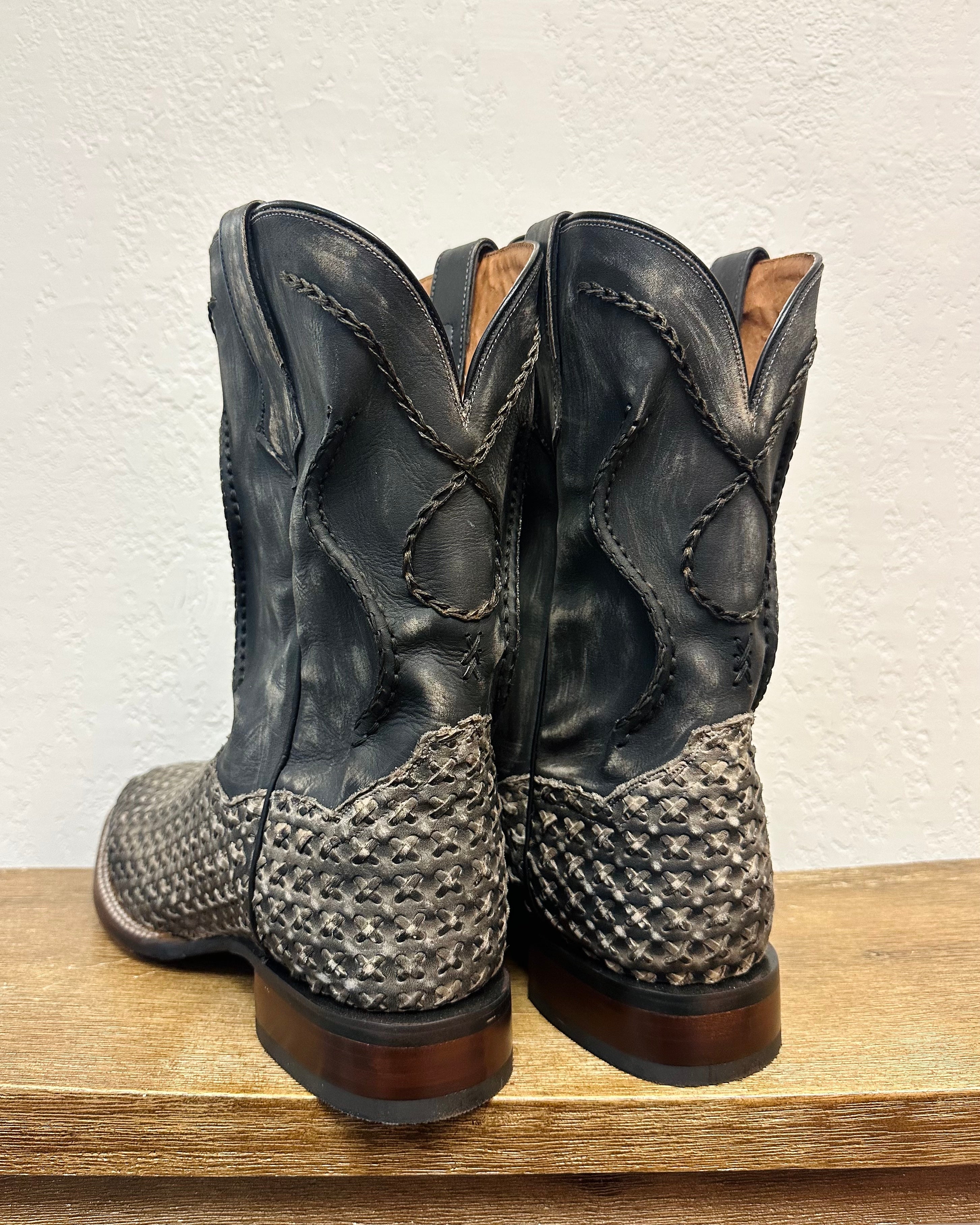 Dan Post Black Braided Basket Weave Boots