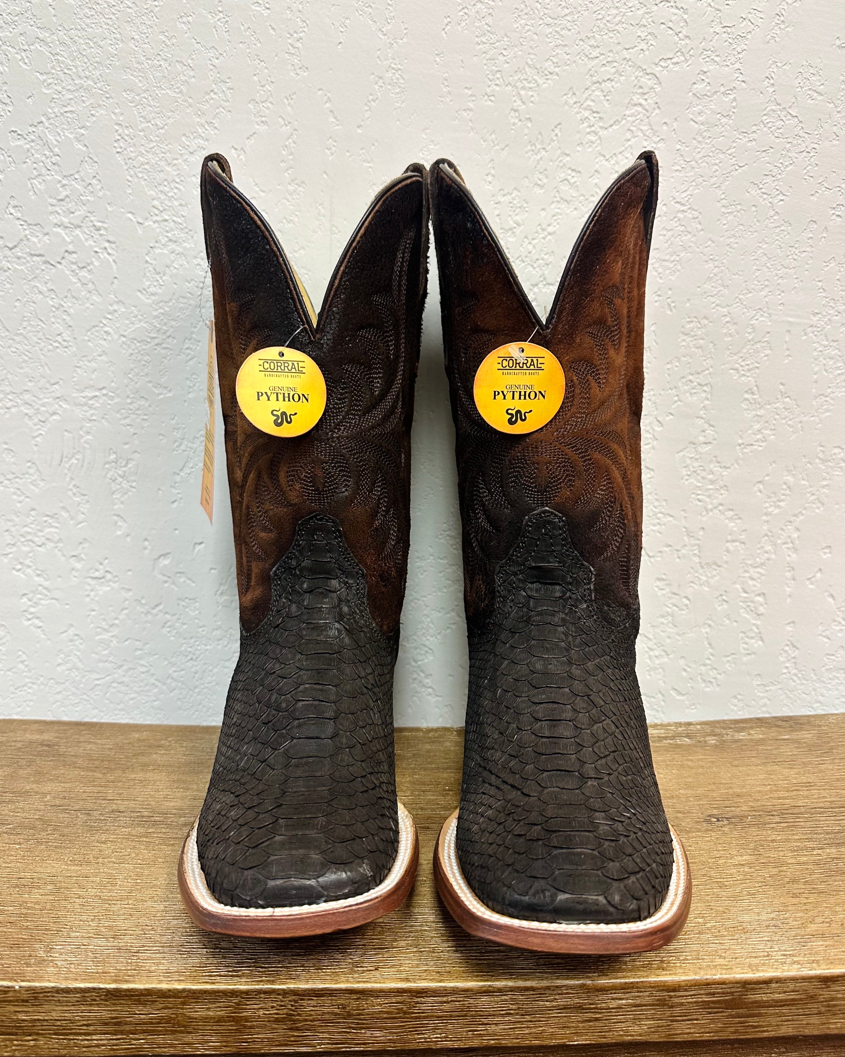 Corral Brown Genuine Python Boots