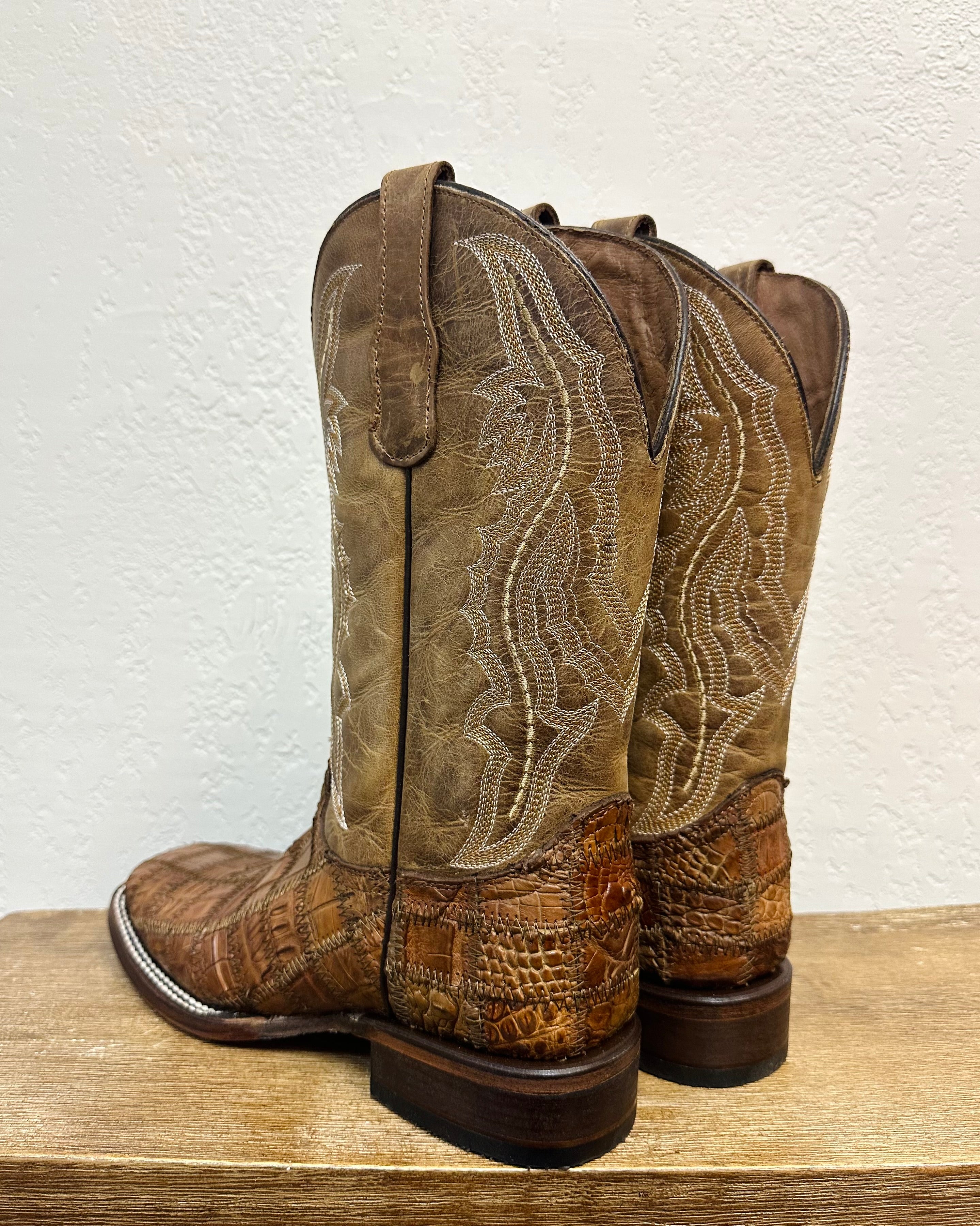 Circle G Genuine Caiman Patchwork Boots