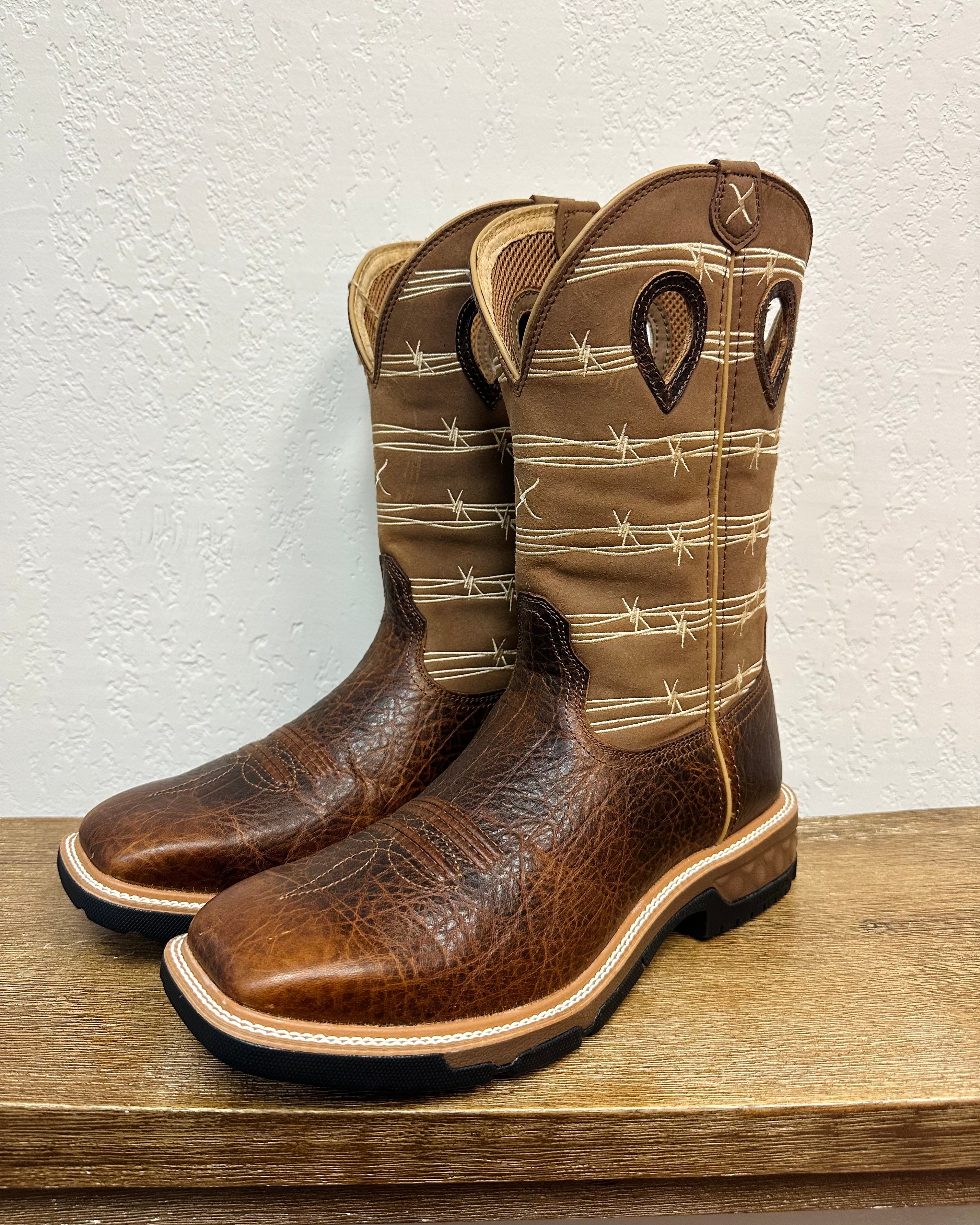 Twisted X Barbed Wire Embroidered Work Boots