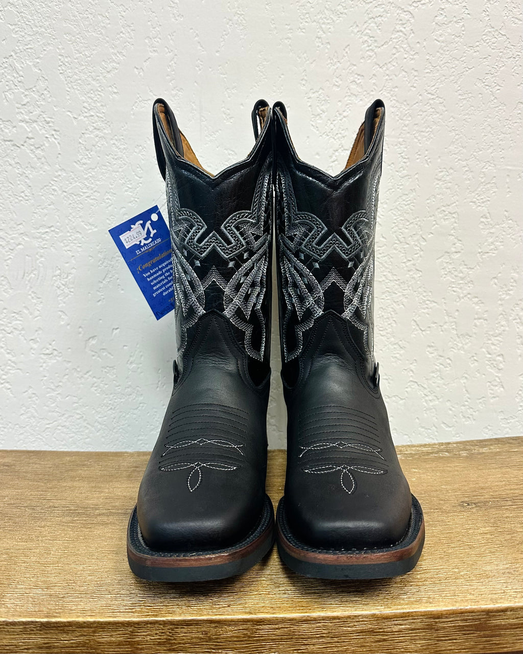 El Malcreado Black Embroidered Boots