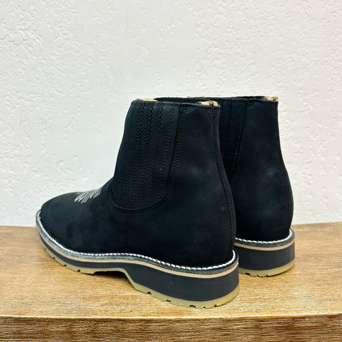 El Malcreado Black Embroidered Chelsea Boots