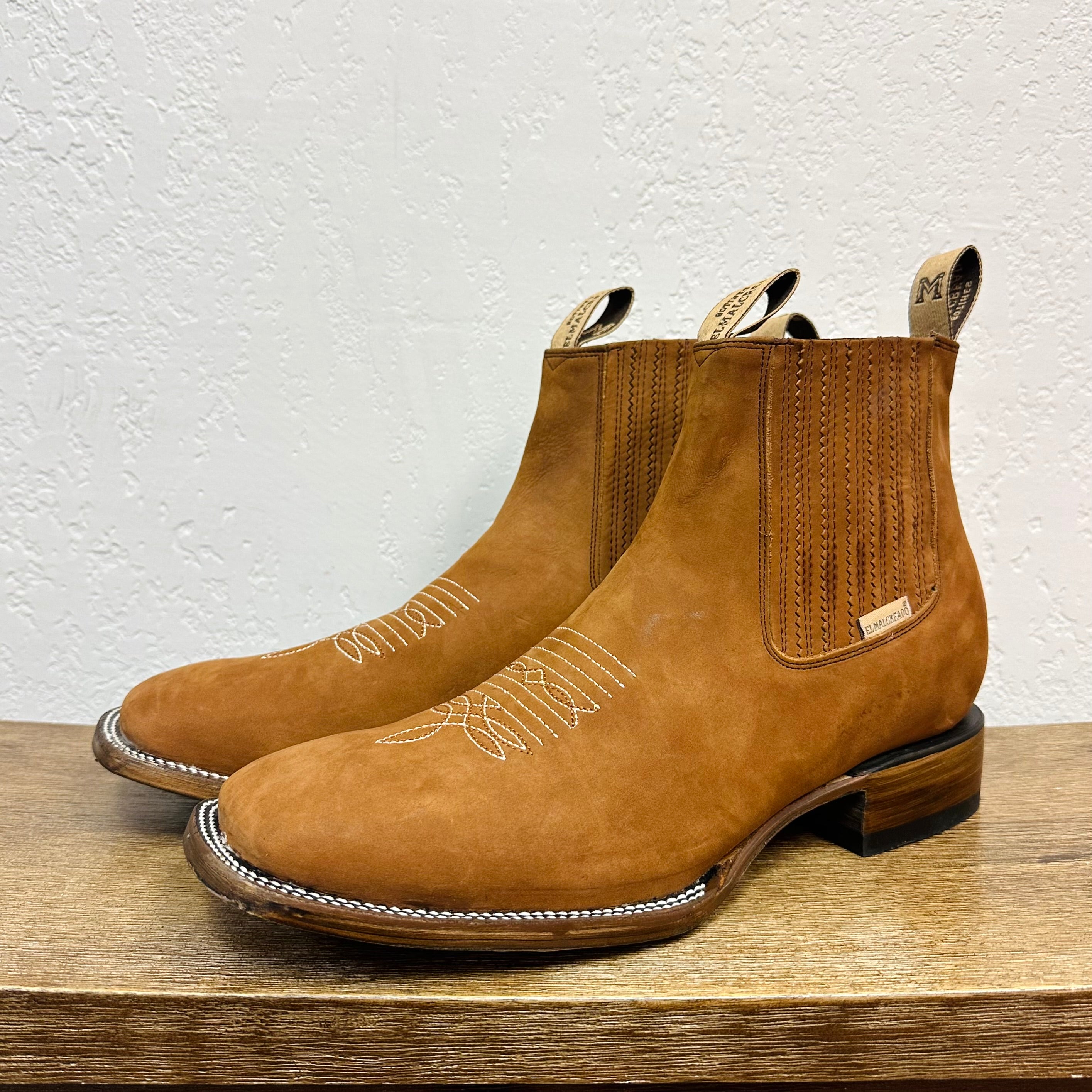 El Malcreado Brown Embroidered Chelsea Boots