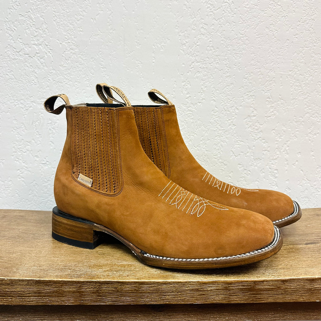 El Malcreado Brown Embroidered Chelsea Boots